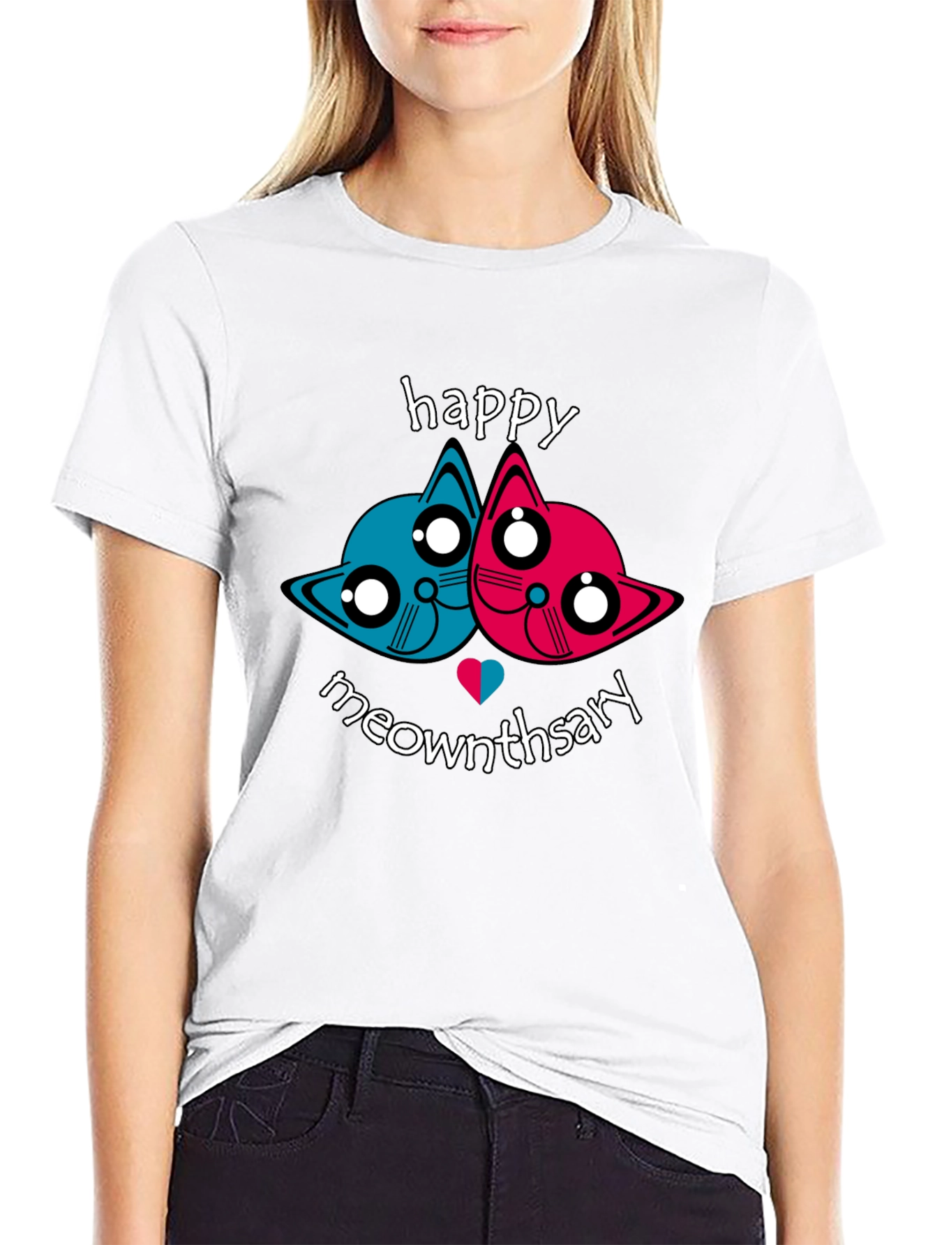 Happy Meownthsary Graphic Tee - Anniversary Cat Lovers