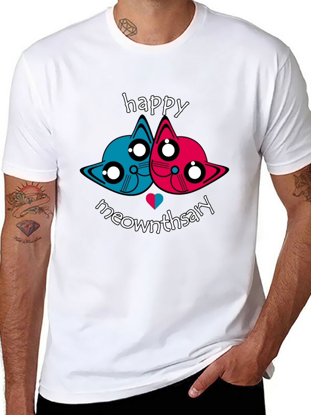 Happy Meownthsary Graphic Tee - Anniversary Cat Lovers