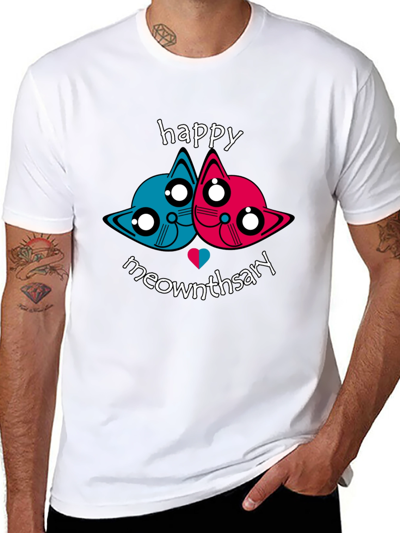 Happy Meownthsary Graphic Tee - Anniversary Cat Lovers