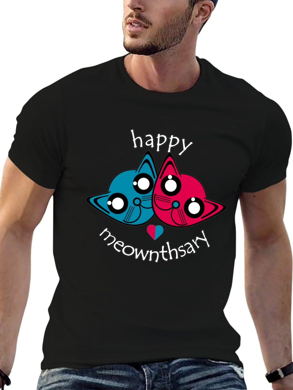 Happy Meownthsary Graphic Tee - Anniversary Cat Lovers