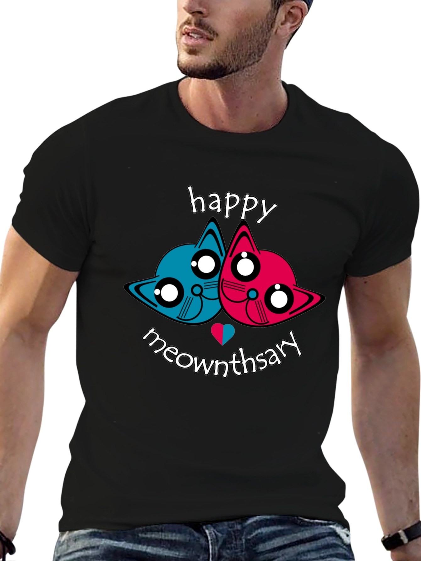 Happy Meownthsary Graphic Tee - Anniversary Cat Lovers