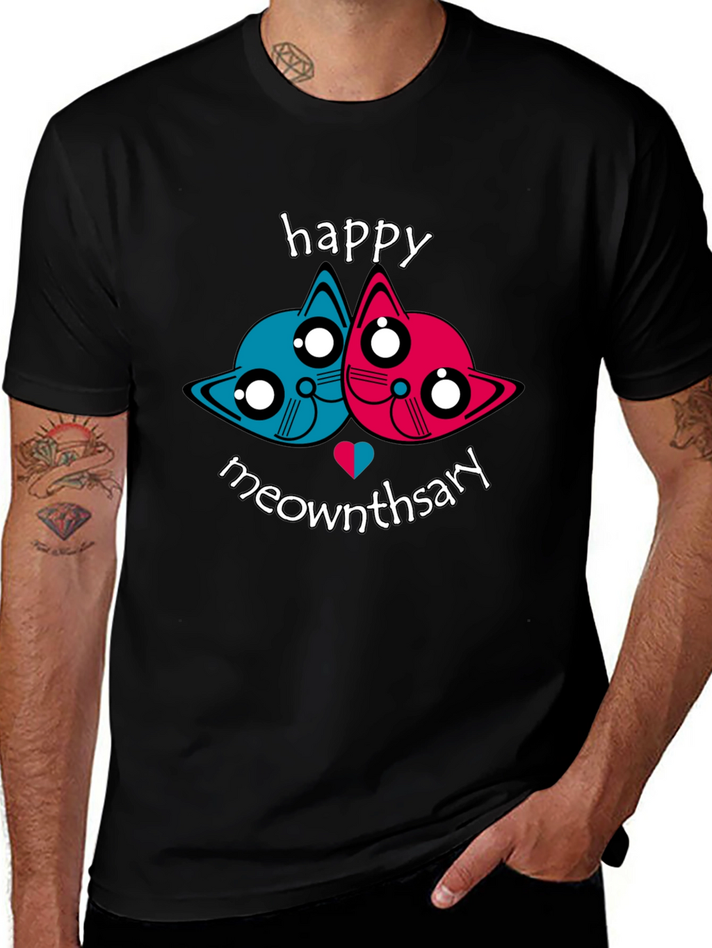 Happy Meownthsary Graphic Tee - Anniversary Cat Lovers