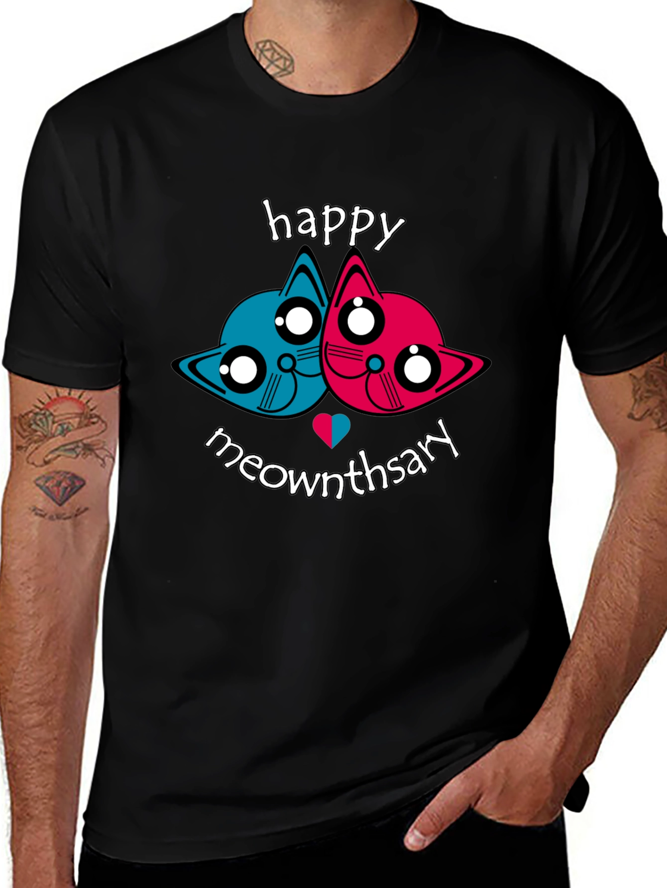 Happy Meownthsary Graphic Tee - Anniversary Cat Lovers