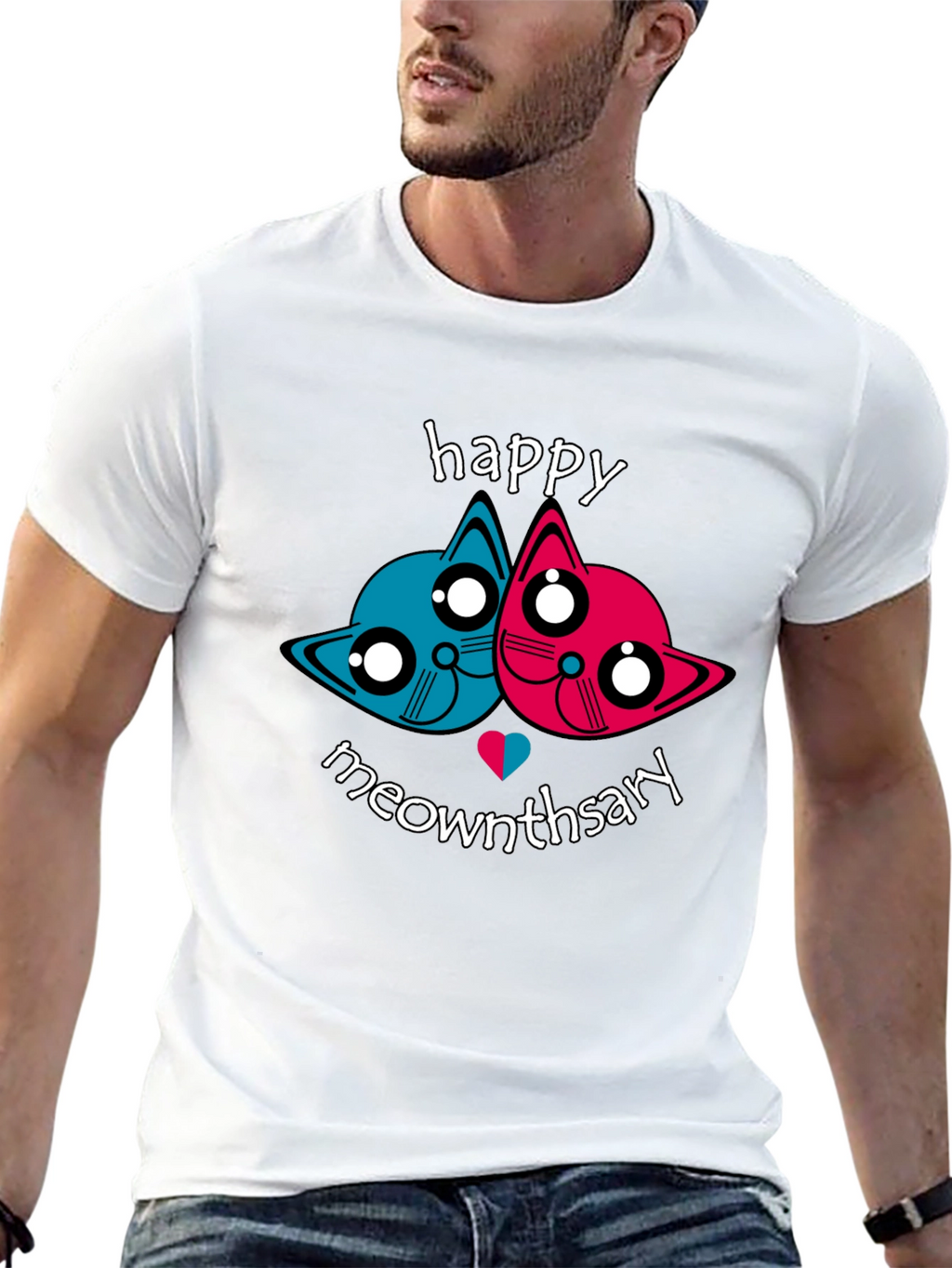Happy Meownthsary Graphic Tee - Anniversary Cat Lovers