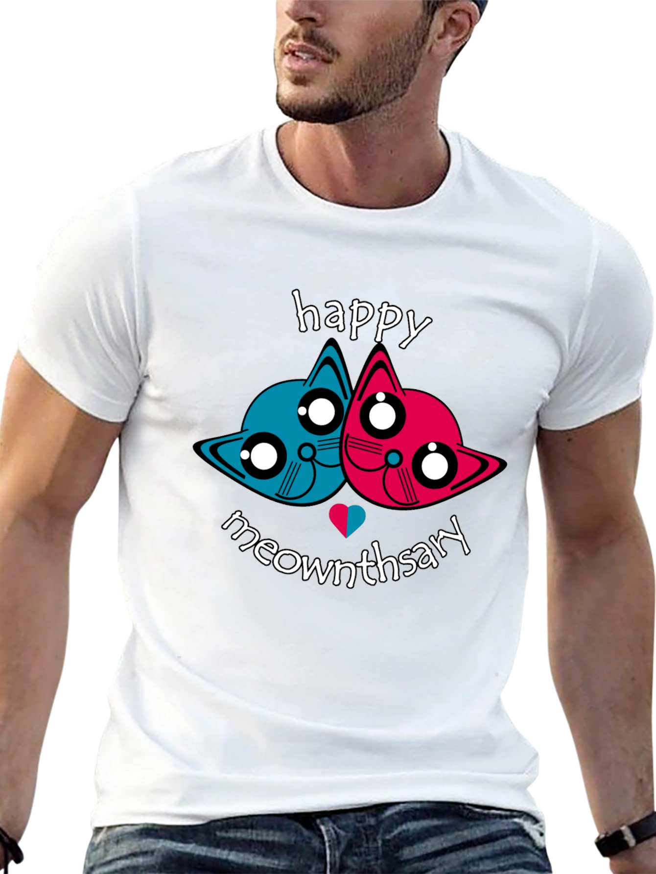 Happy Meownthsary Graphic Tee - Anniversary Cat Lovers