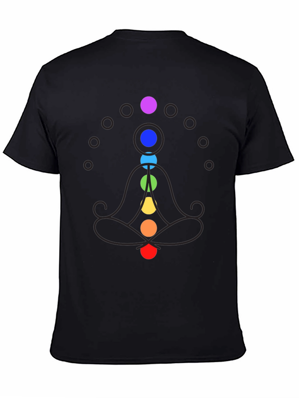 Chakra Meditation Graphic Print Black T-Shirt