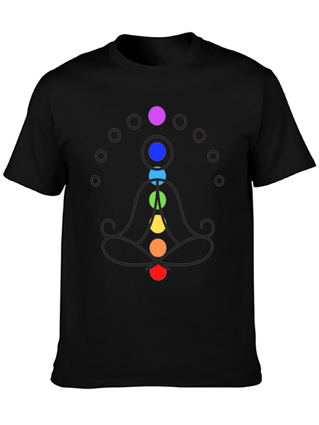 Chakra Meditation Graphic Print Black T-Shirt