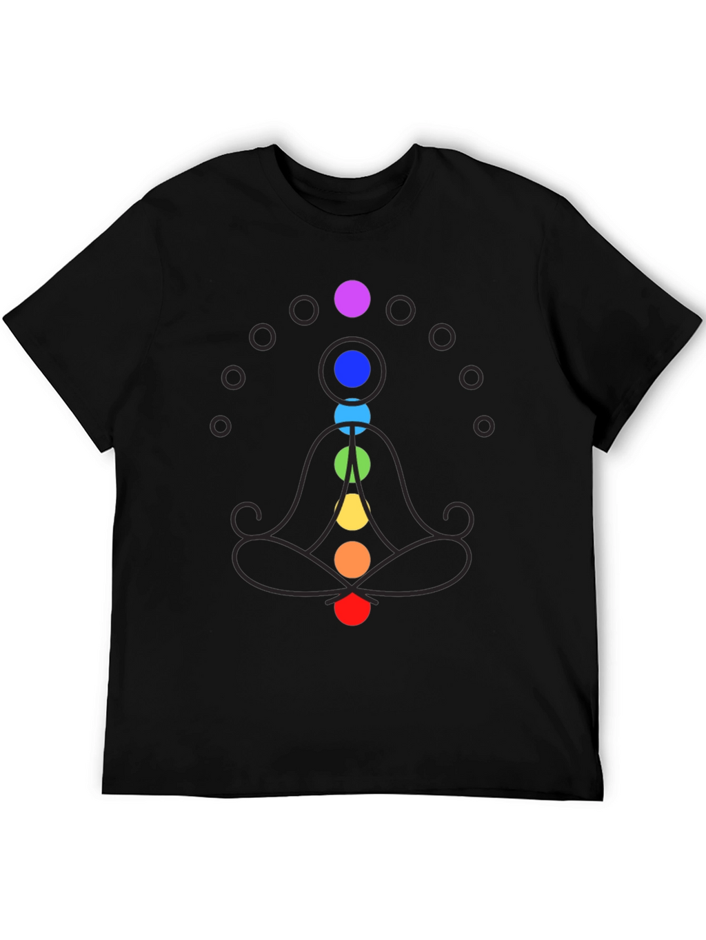 Chakra Meditation Graphic Print Black T-Shirt