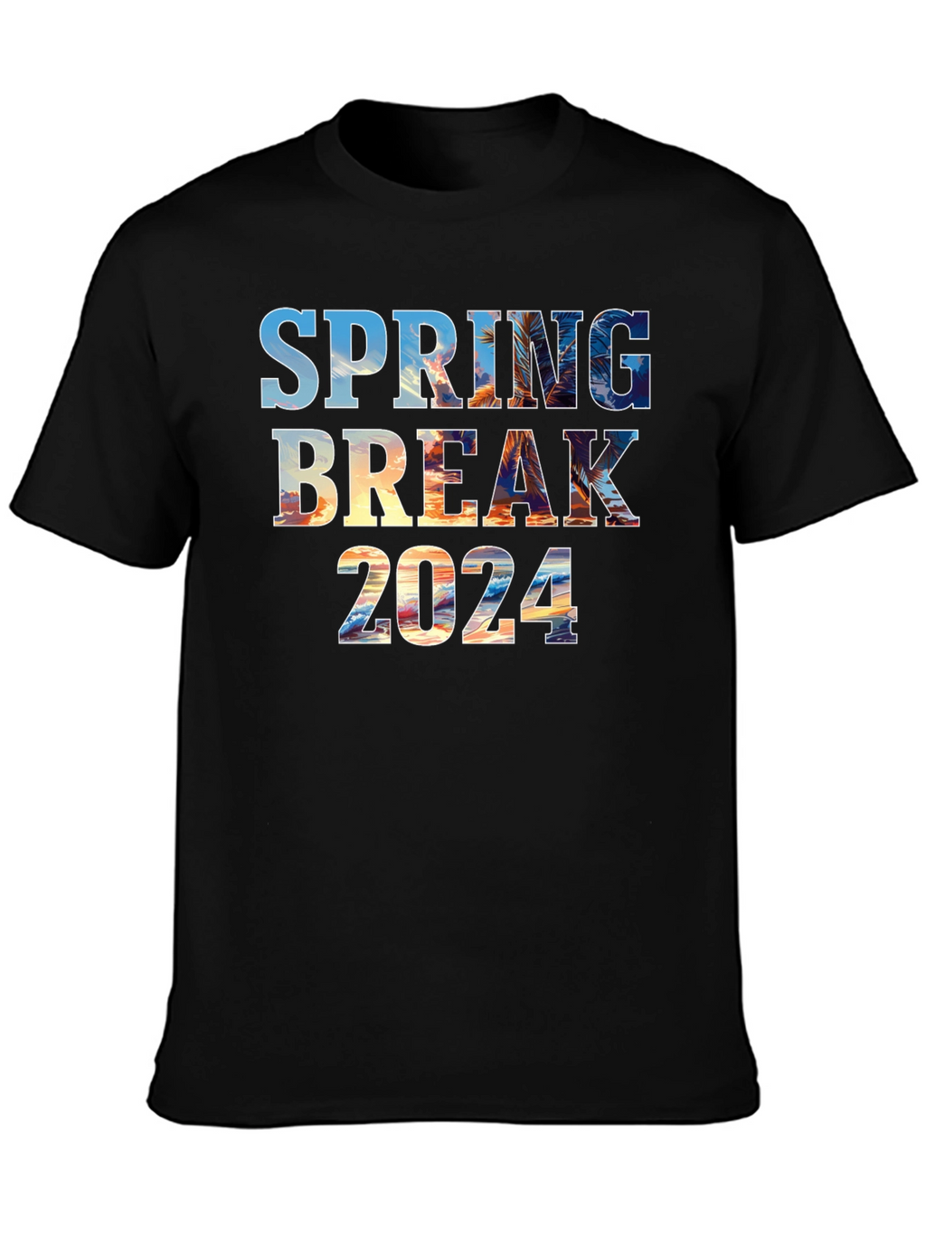 Spring Break 2024 Black Graphic T-Shirt