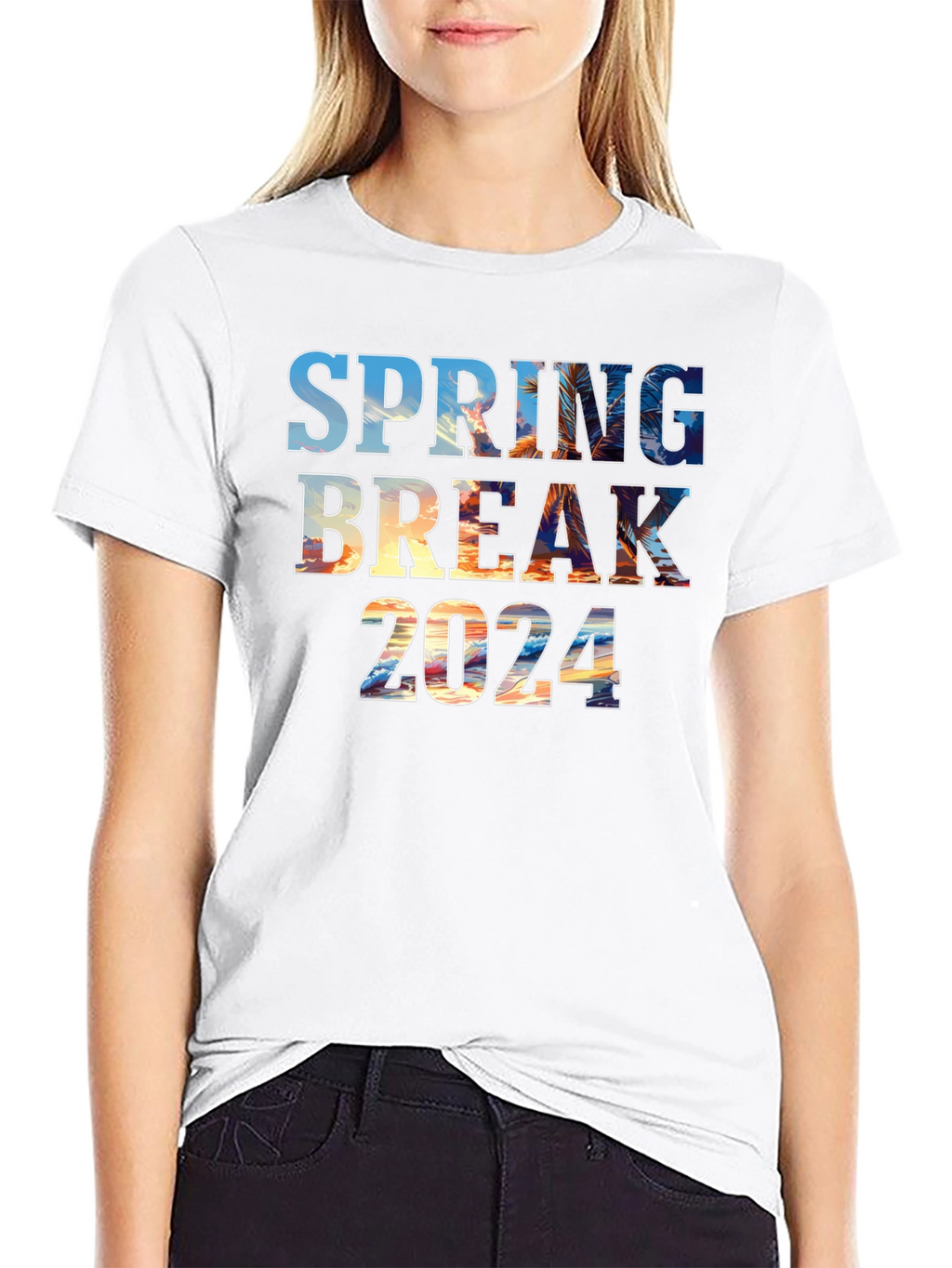 Spring Break 2024 Black Graphic T-Shirt