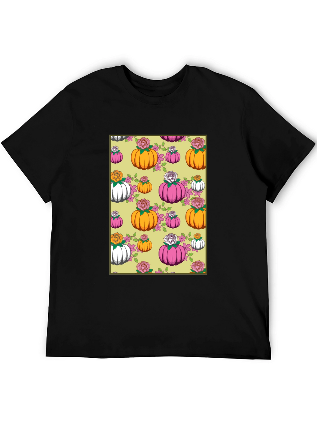 Pumpkin & Rose Patterned T-Shirt