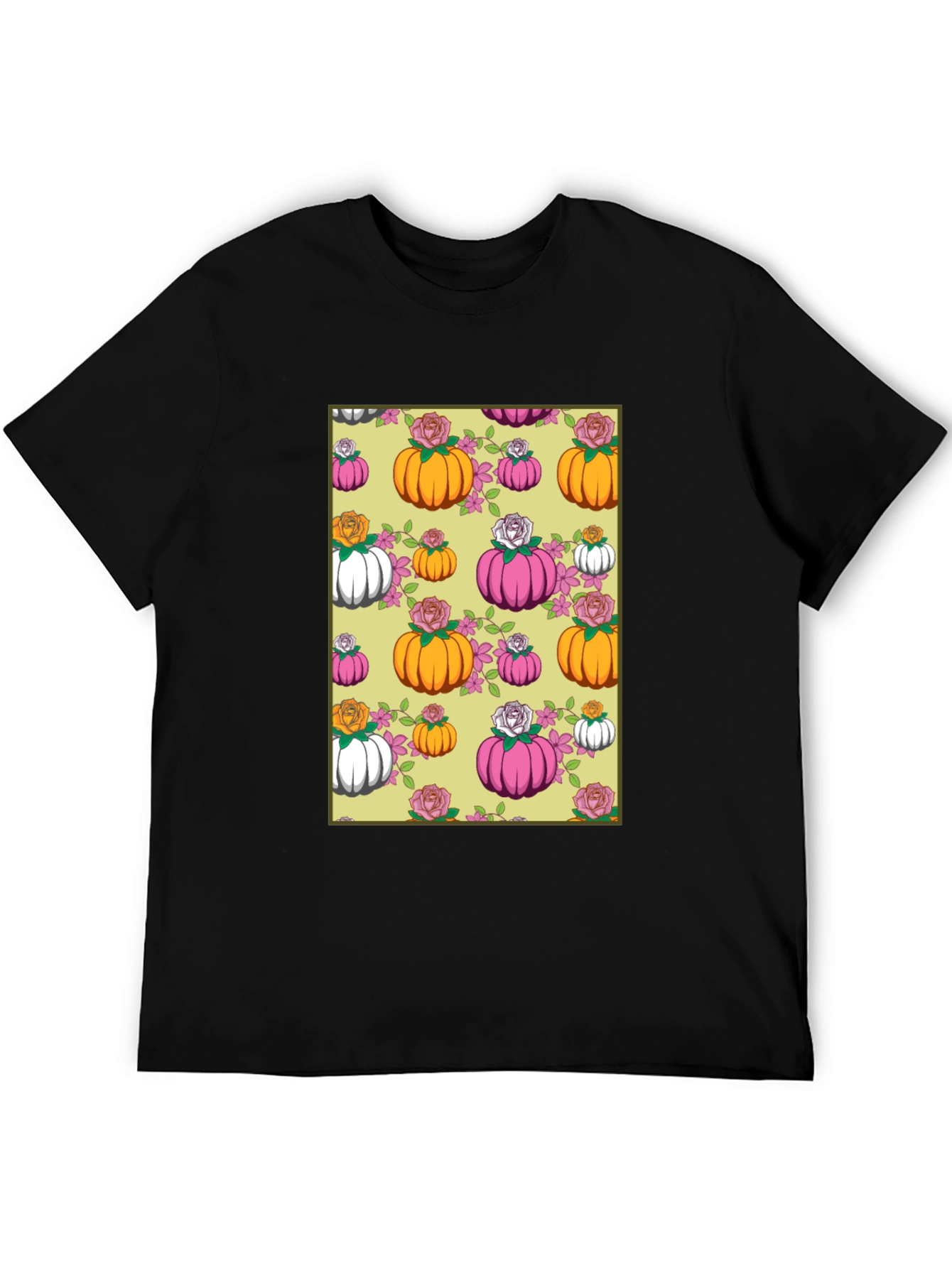 Pumpkin & Rose Patterned T-Shirt