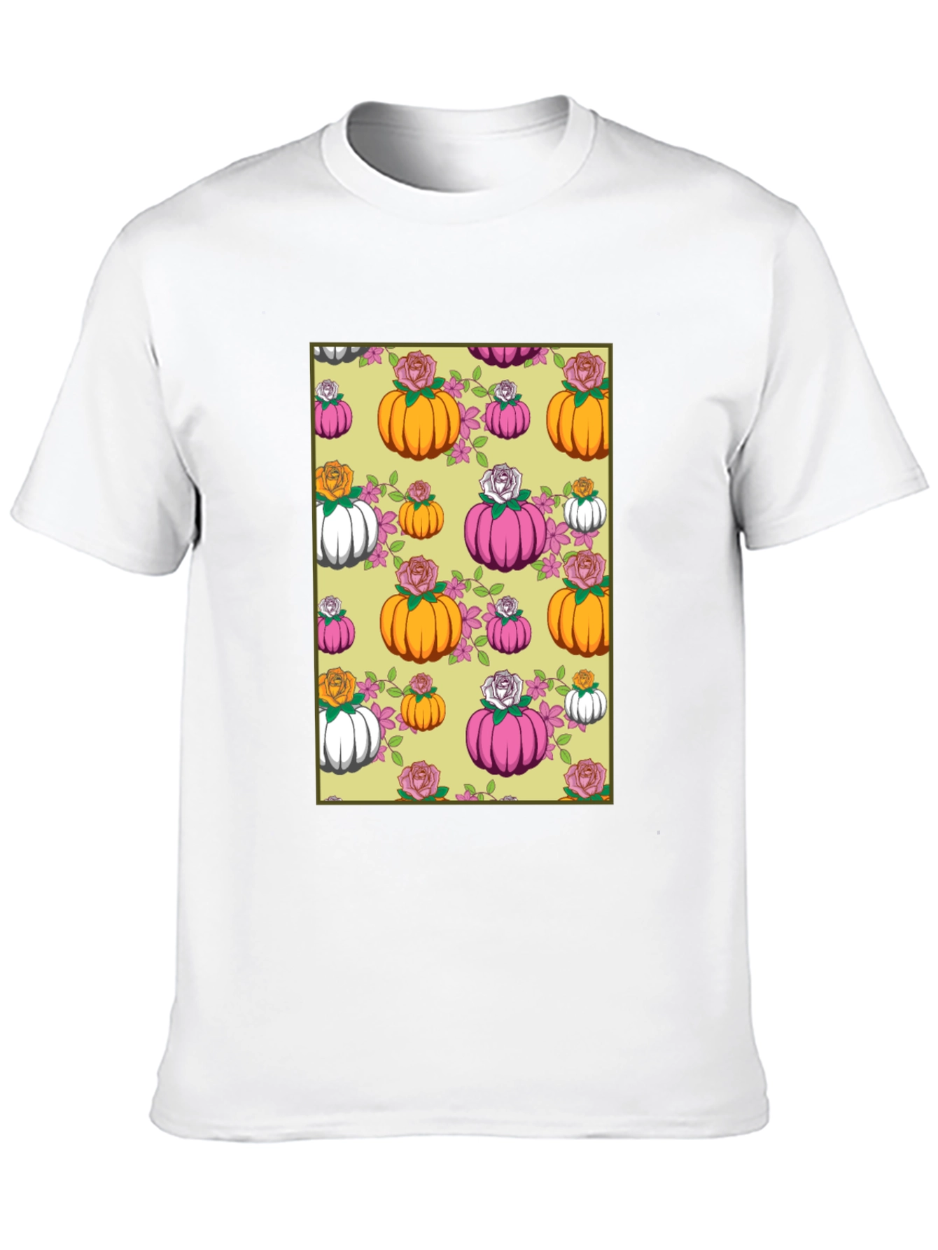 Pumpkin & Rose Patterned T-Shirt