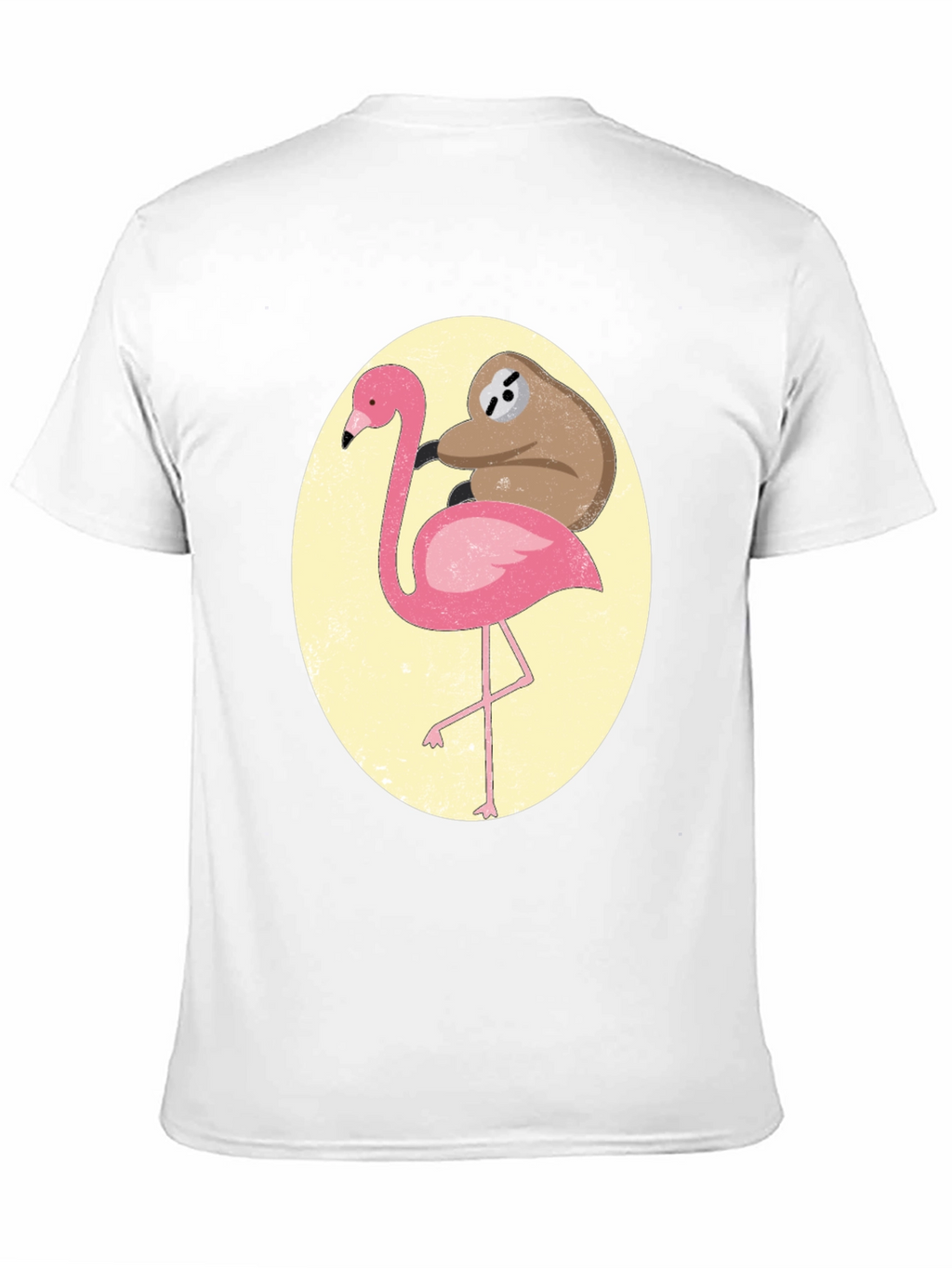Sloth Riding Flamingo Graphic Tee - Black Cotton T-Shirt