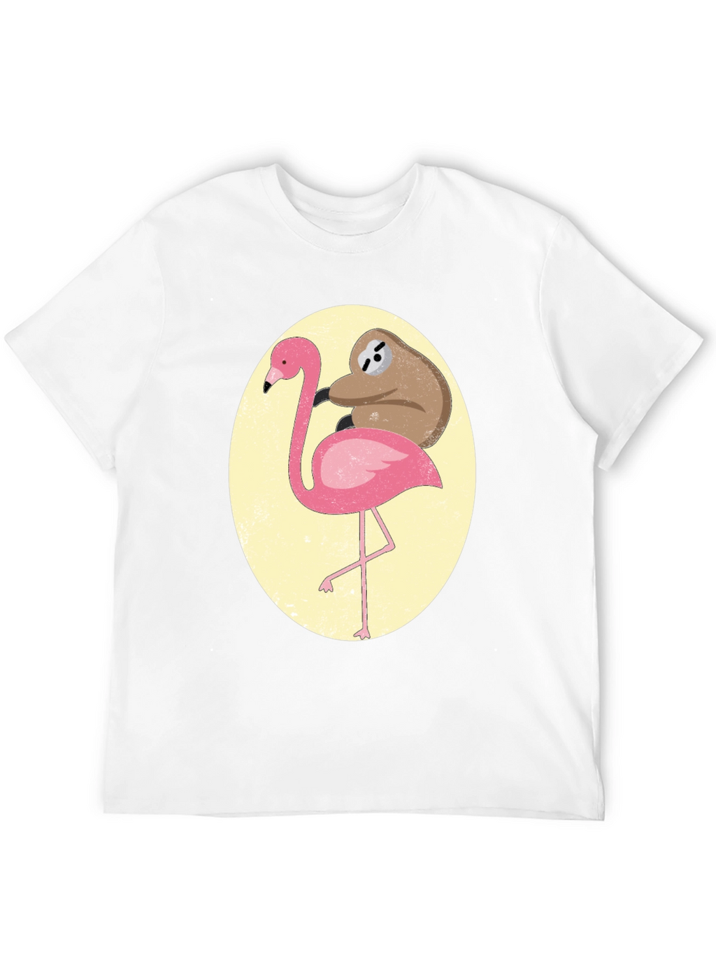 Sloth Riding Flamingo Graphic Tee - Black Cotton T-Shirt