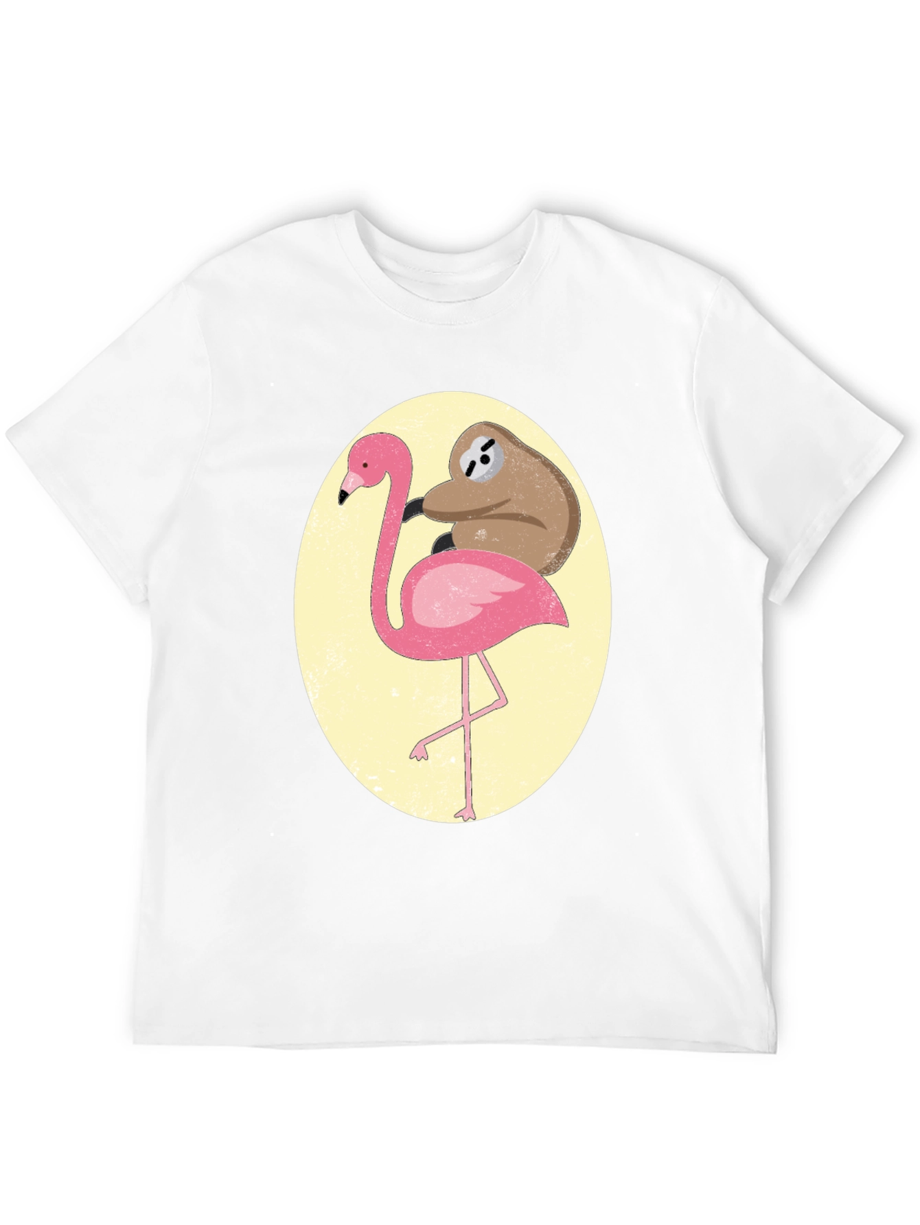 Sloth Riding Flamingo Graphic Tee - Black Cotton T-Shirt
