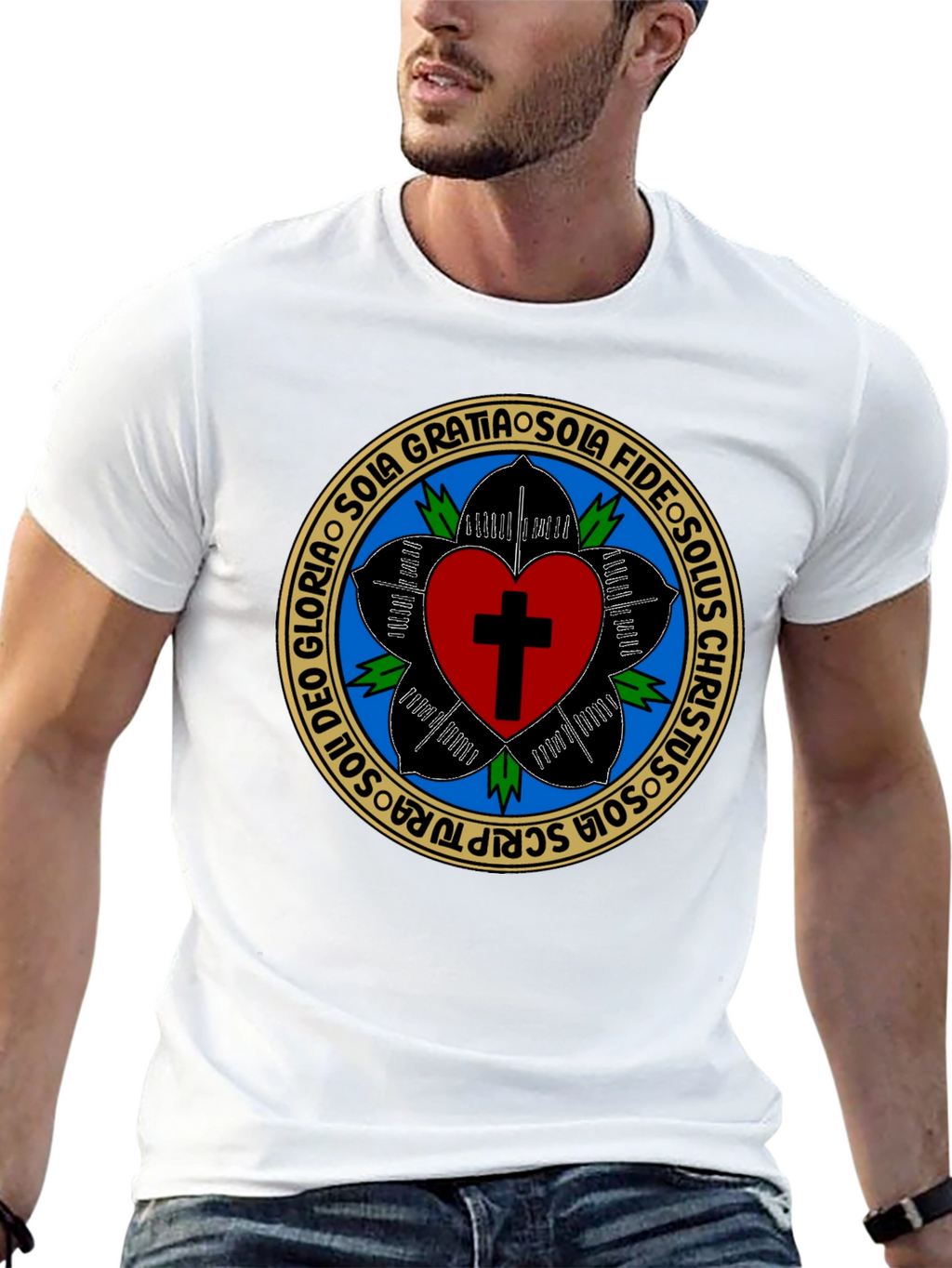 Luther Rose T-Shirt - Black Christian Reformation Tee