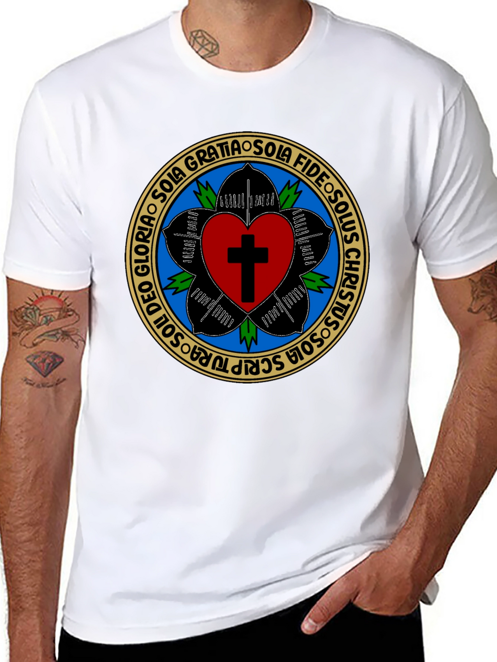 Luther Rose T-Shirt - Black Christian Reformation Tee