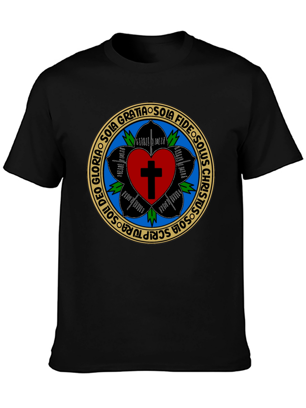 Luther Rose T-Shirt - Black Christian Reformation Tee