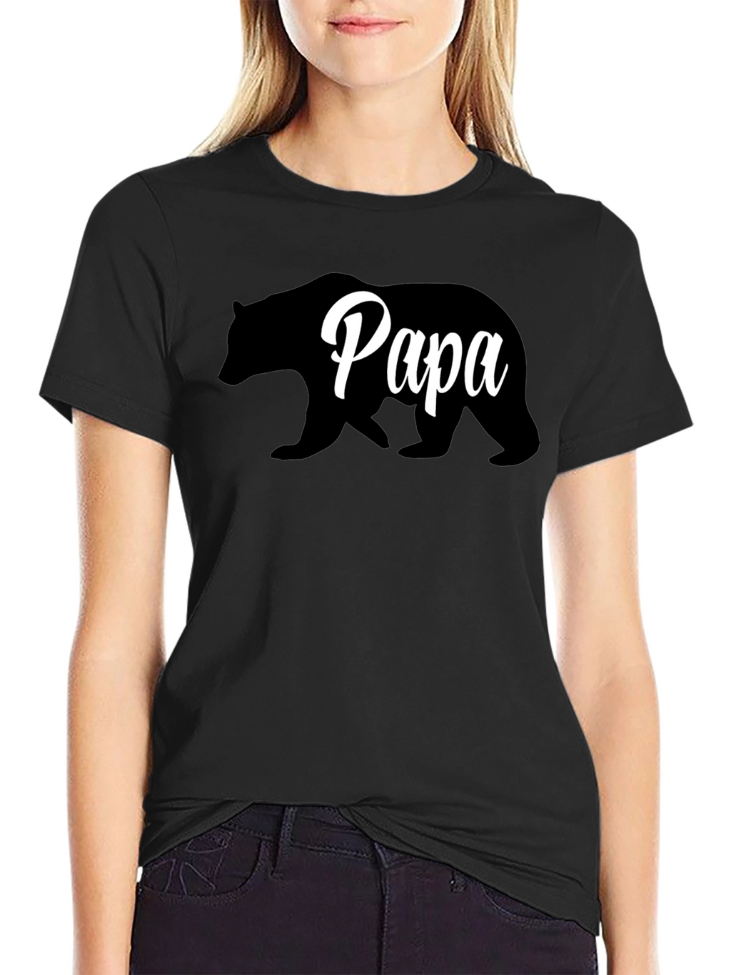 Papa Bear T-Shirt - Black Crew Neck Dad Shirt
