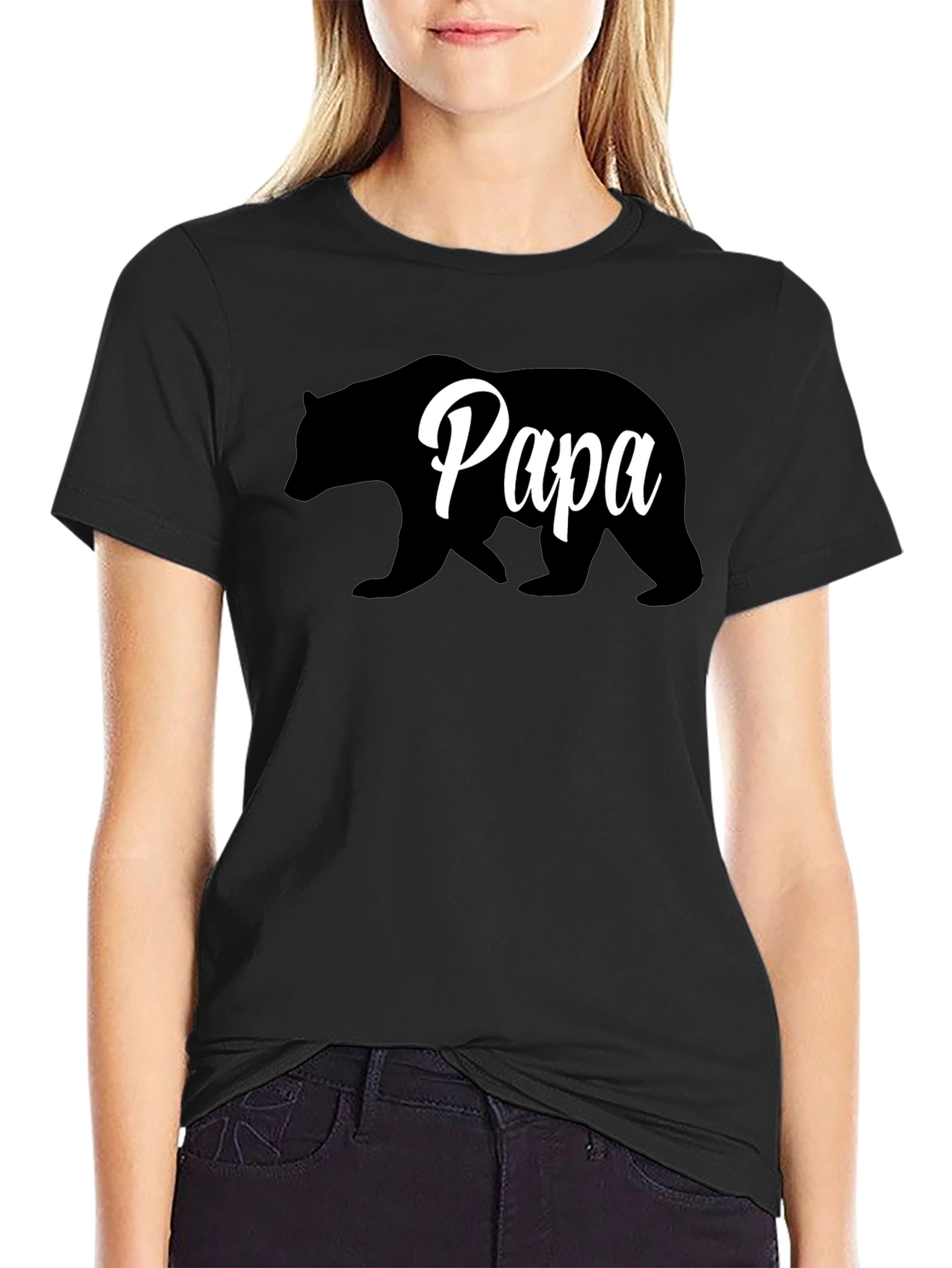 Papa Bear T-Shirt - Black Crew Neck Dad Shirt