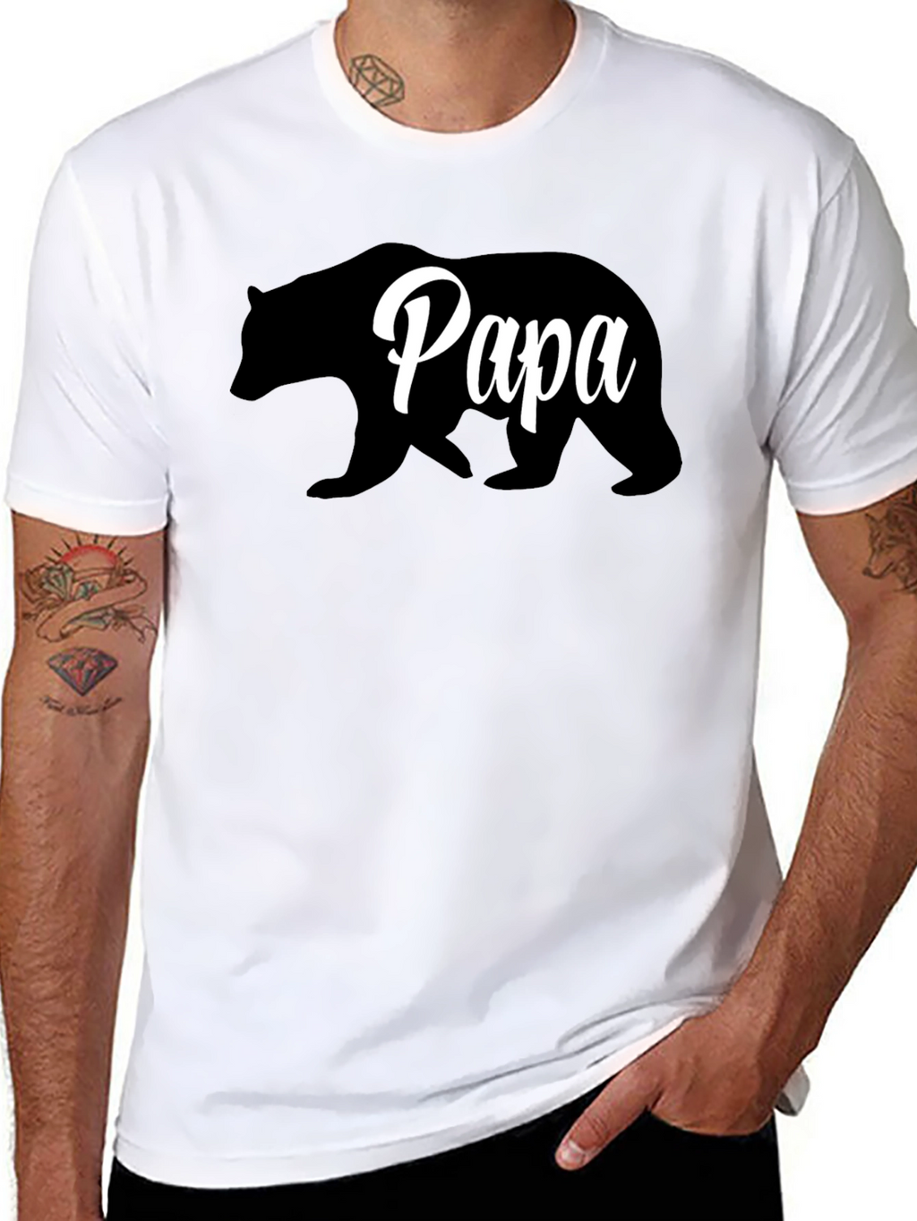 Papa Bear T-Shirt - Black Crew Neck Dad Shirt