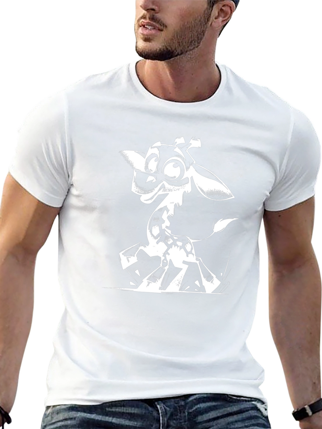 Black Giraffe Cartoon Graphic Tee