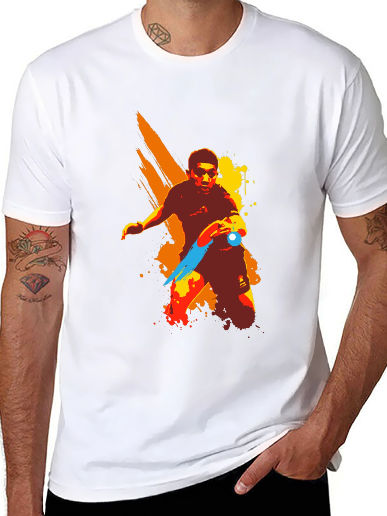 Artistic Table Tennis Player Graphic T-Shirt