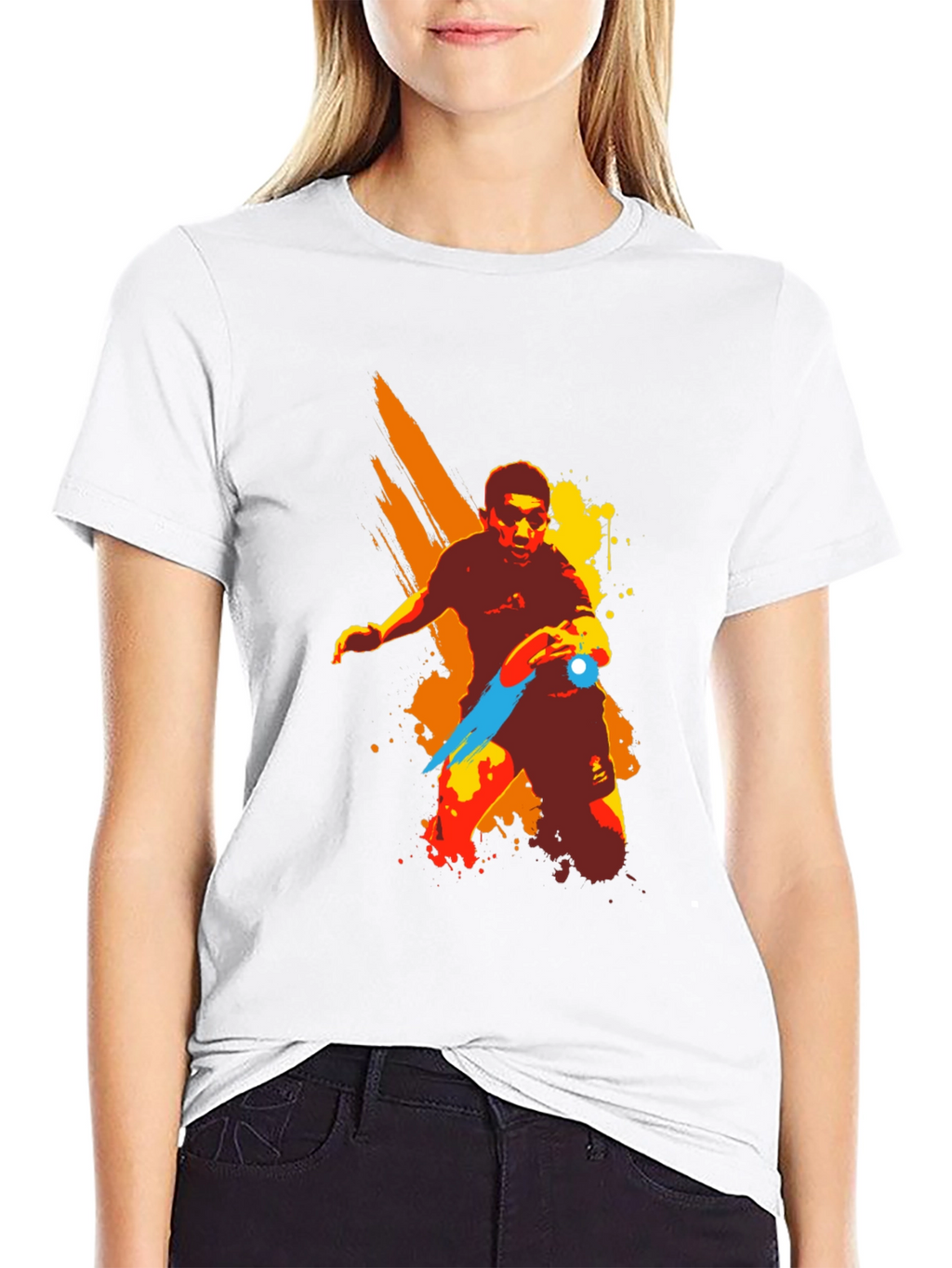 Artistic Table Tennis Player Graphic T-Shirt