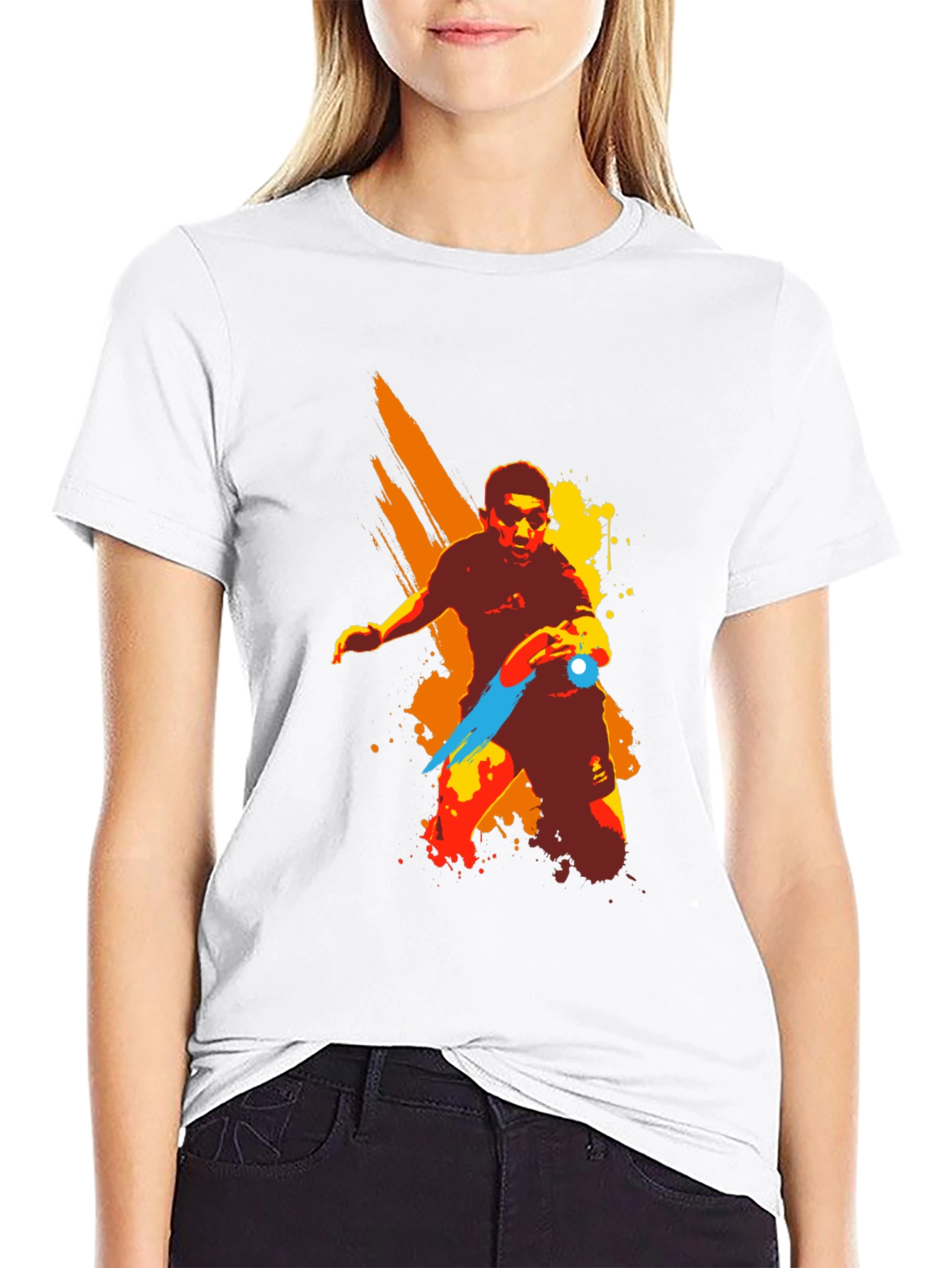 Artistic Table Tennis Player Graphic T-Shirt