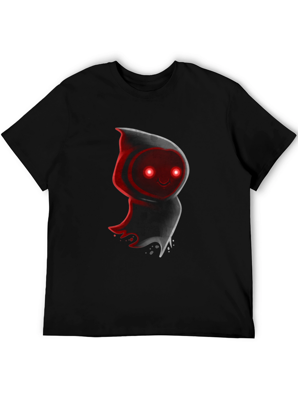 Cute Ghost Graphic Tee - Black Cotton Blend T-Shirt