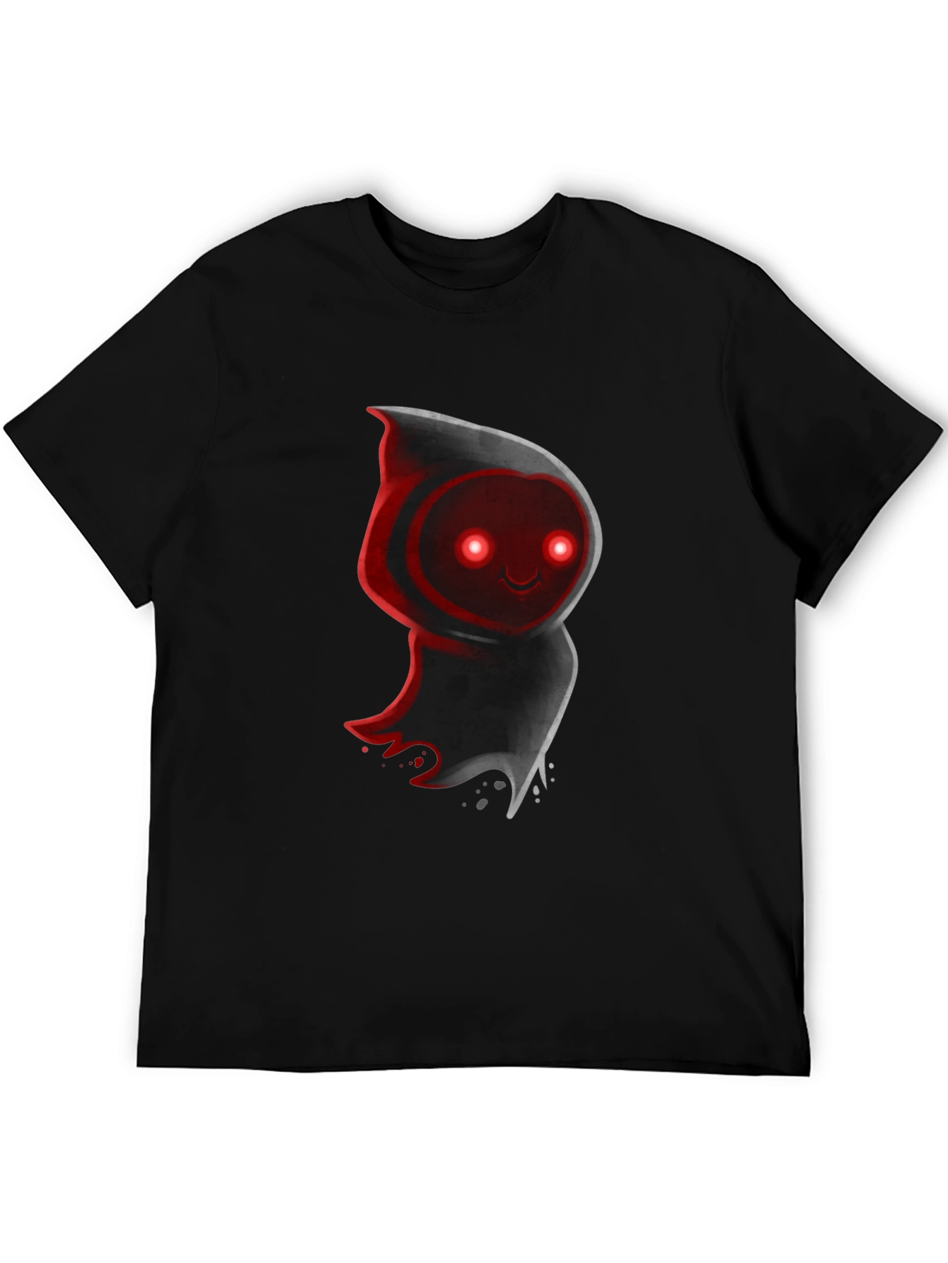 Cute Ghost Graphic Tee - Black Cotton Blend T-Shirt