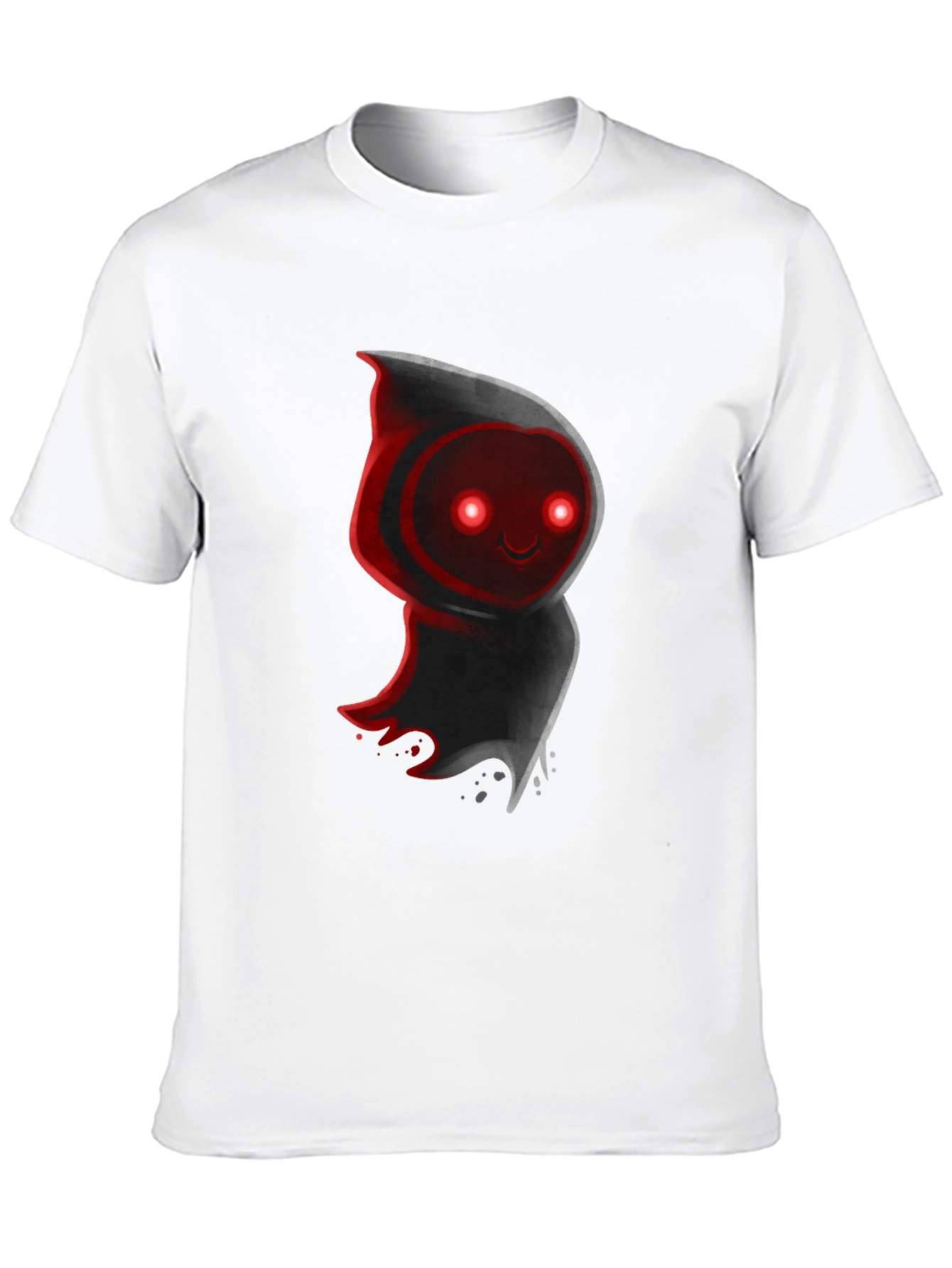 Cute Ghost Graphic Tee - Black Cotton Blend T-Shirt