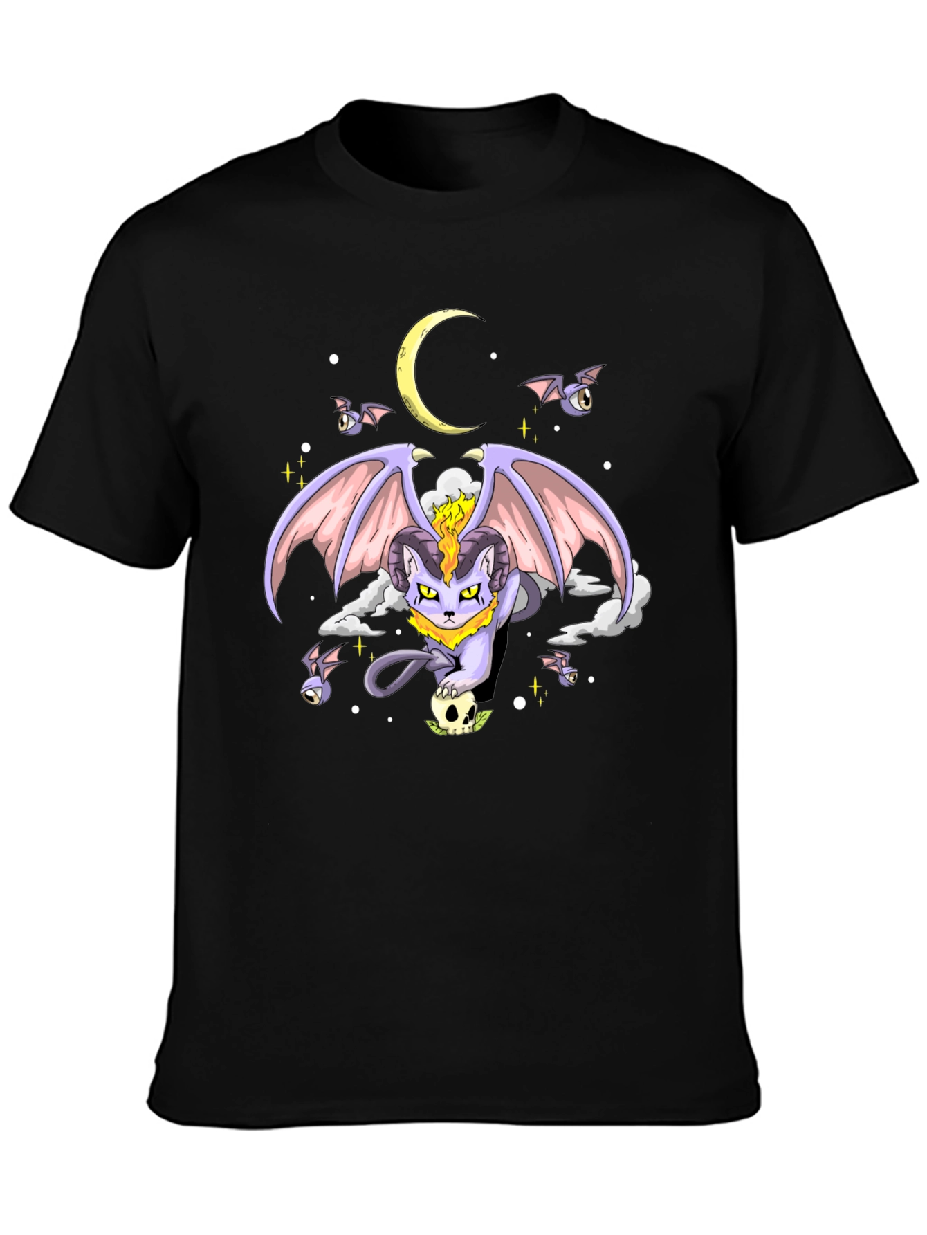 Gothic Cat Graphic T-Shirt - Dark Humor Tee