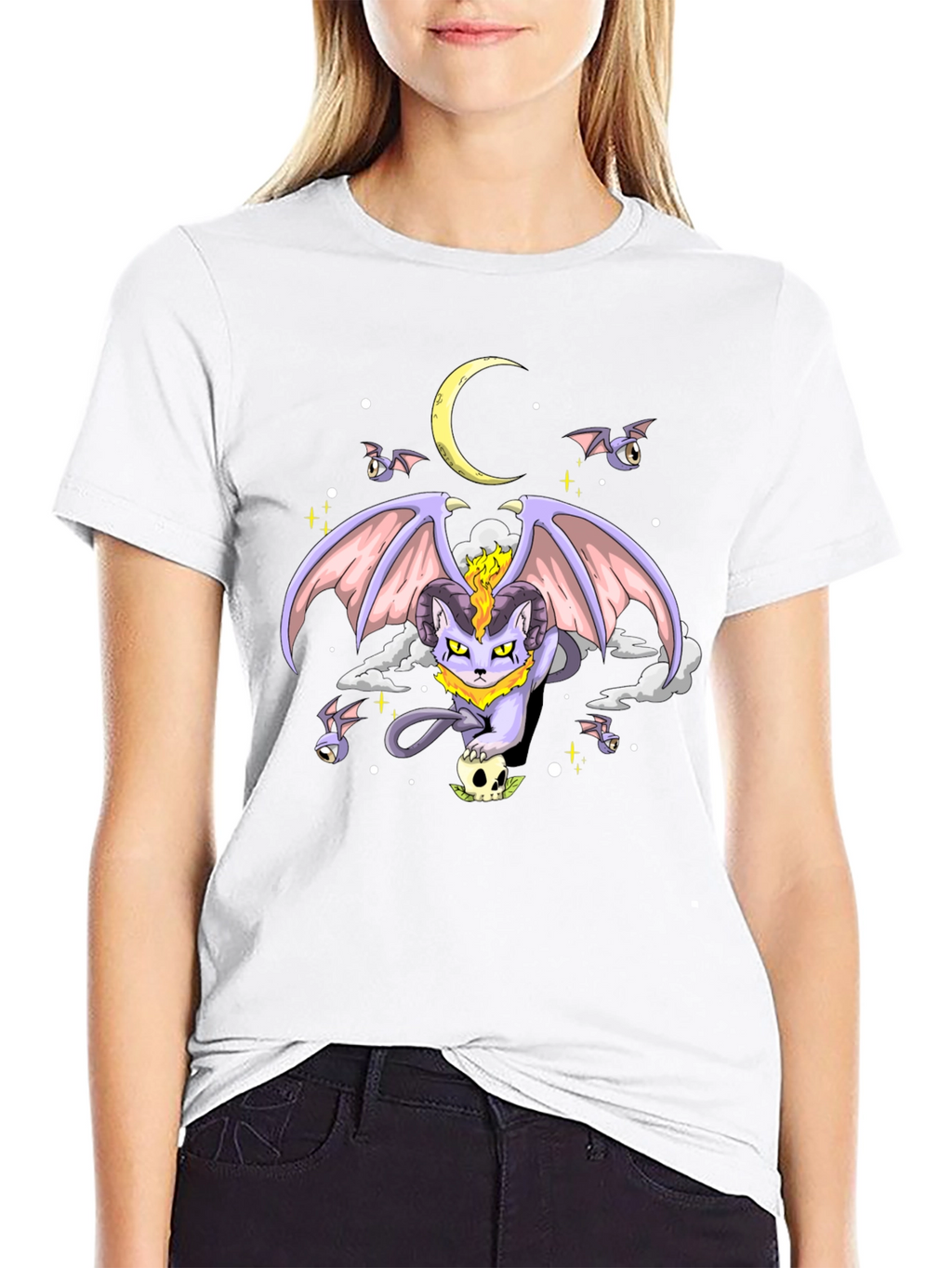 Gothic Cat Graphic T-Shirt - Dark Humor Tee