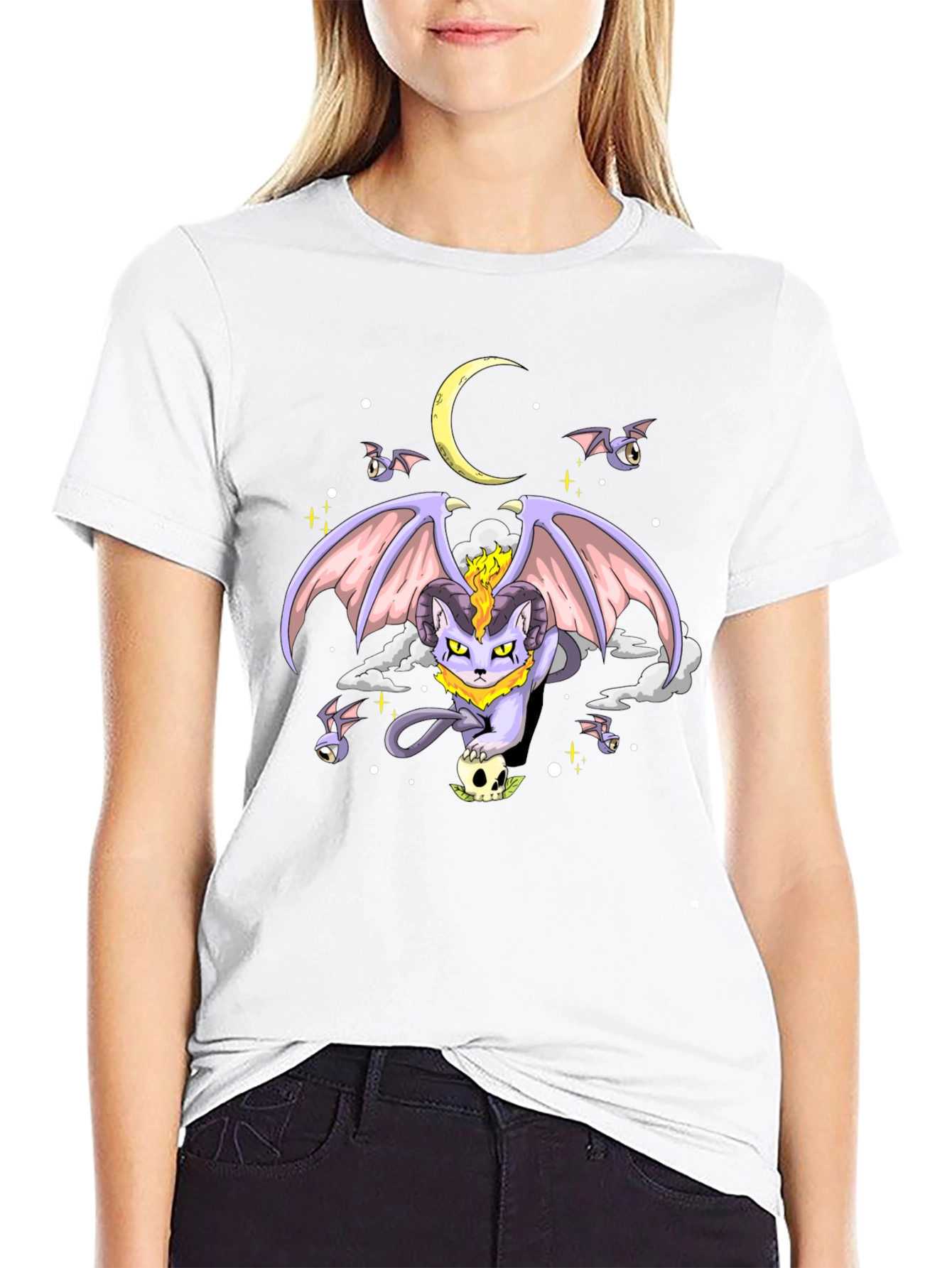Gothic Cat Graphic T-Shirt - Dark Humor Tee