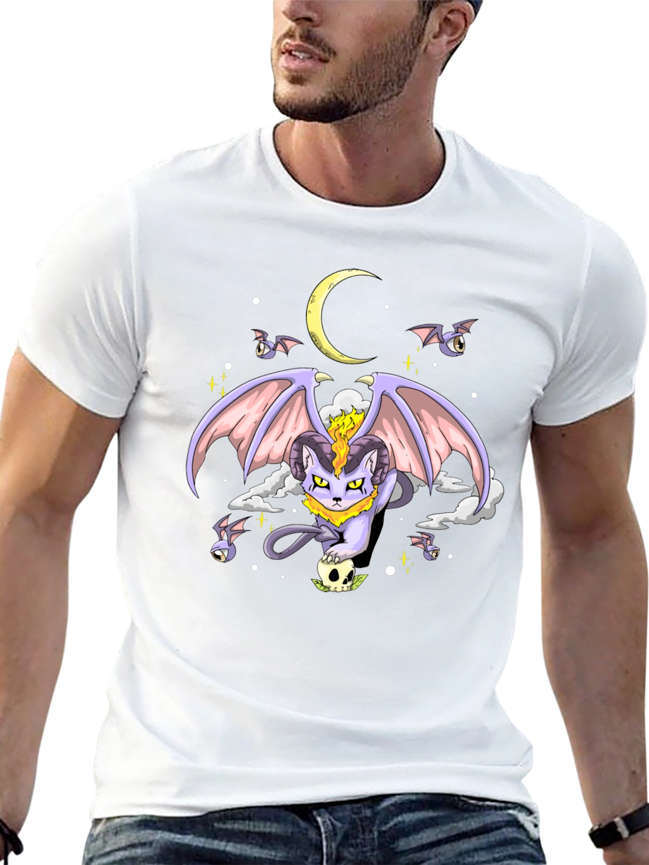 Gothic Cat Graphic T-Shirt - Dark Humor Tee