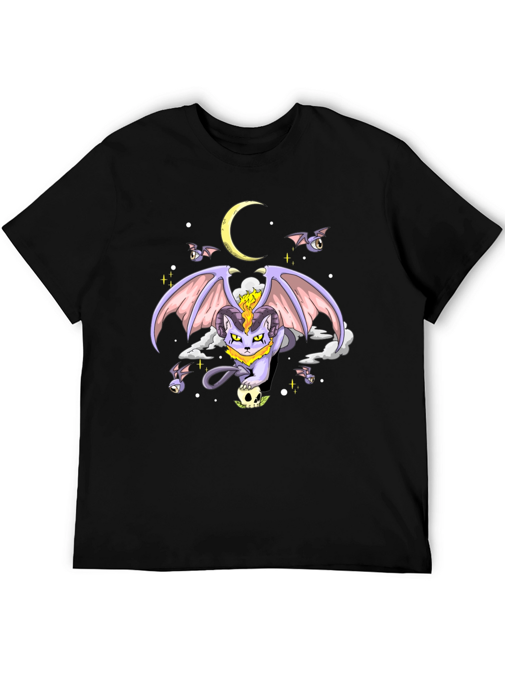 Gothic Cat Graphic T-Shirt - Dark Humor Tee