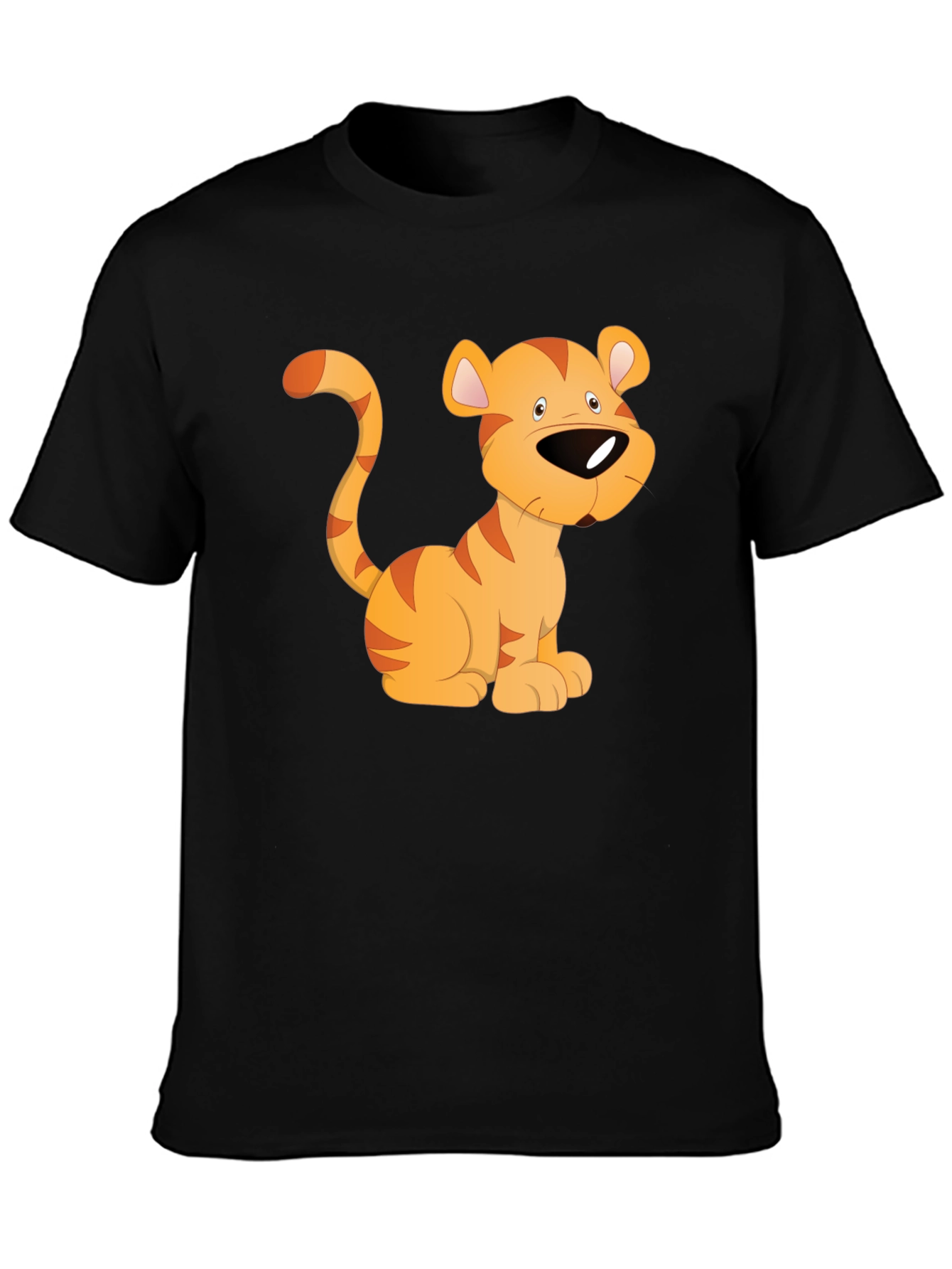 Cartoon Tiger Graphic T-Shirt - Black