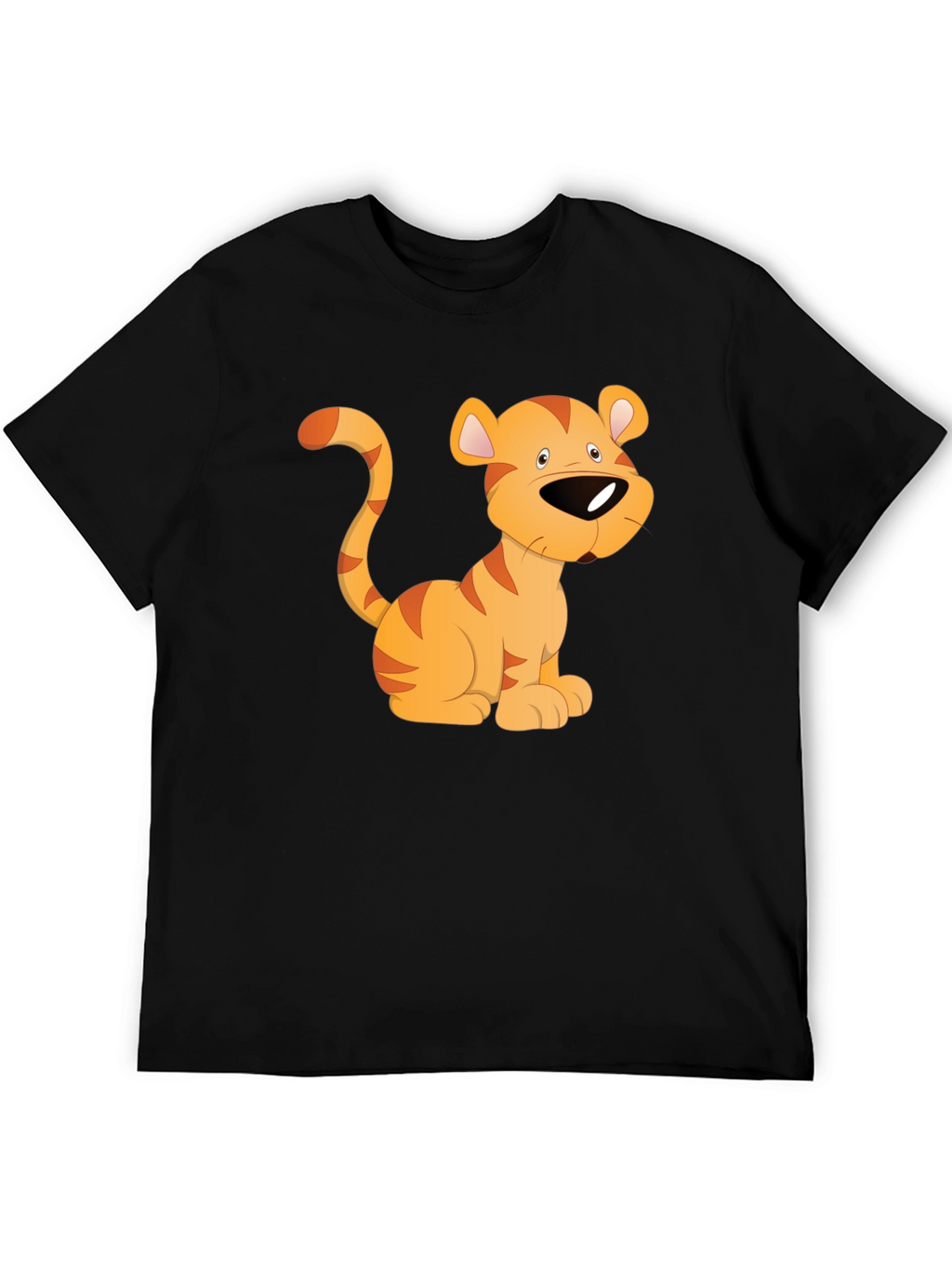 Cartoon Tiger Graphic T-Shirt - Black