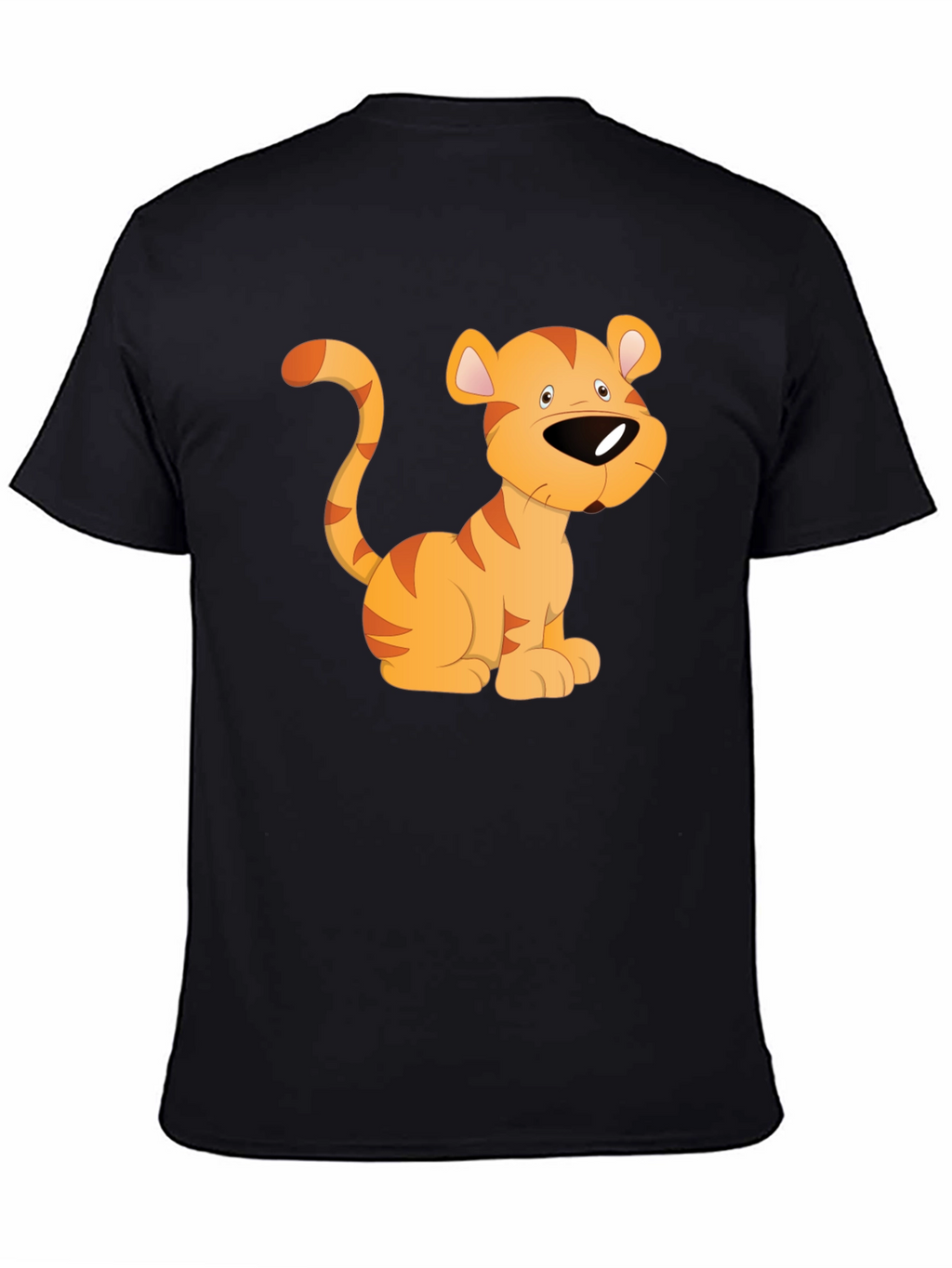 Cartoon Tiger Graphic T-Shirt - Black