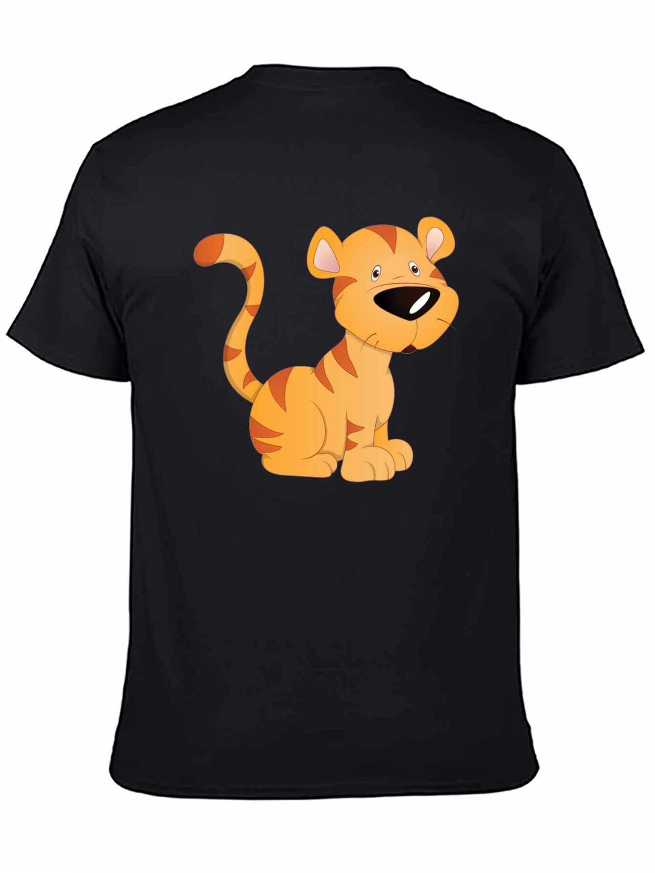 Cartoon Tiger Graphic T-Shirt - Black