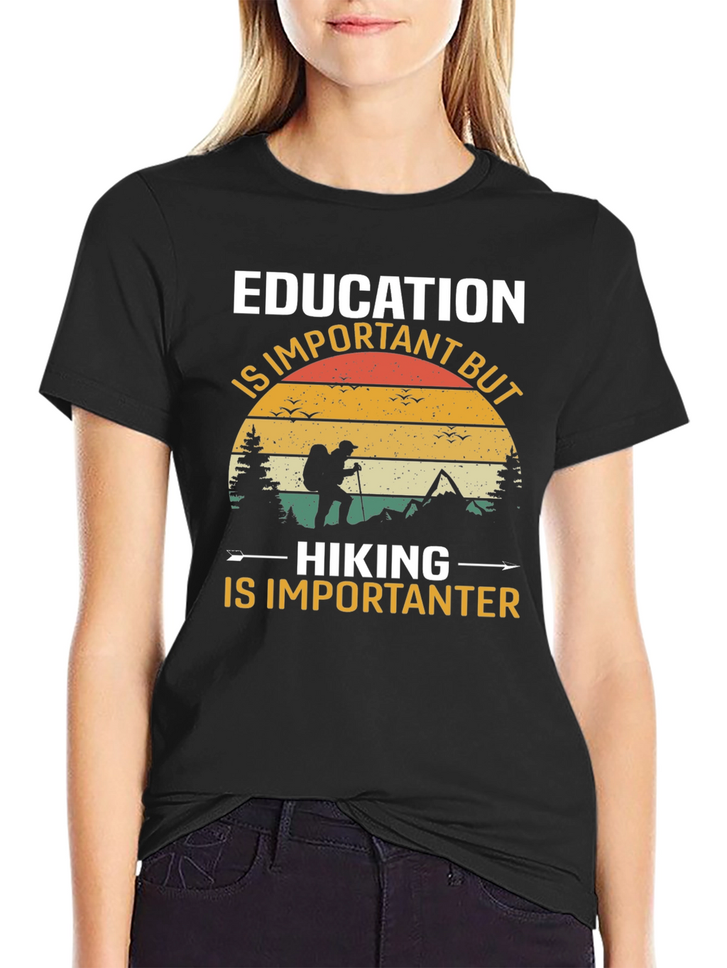 Education vs Hiking Tee