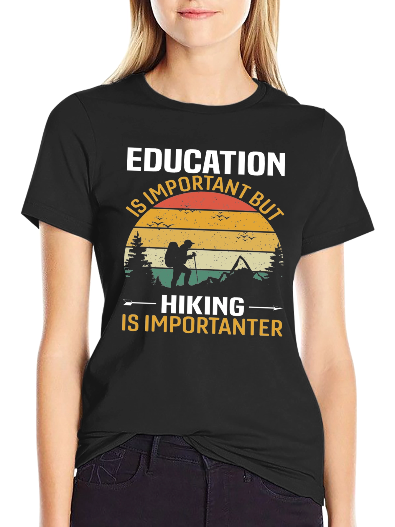 Education vs Hiking Tee