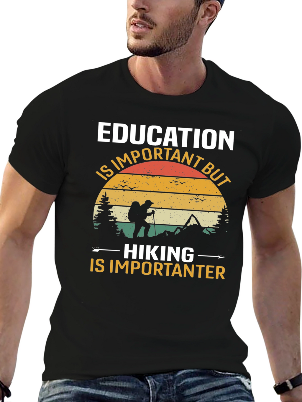 Education vs Hiking Tee