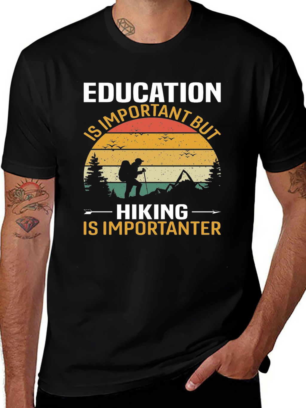 Education vs Hiking Tee
