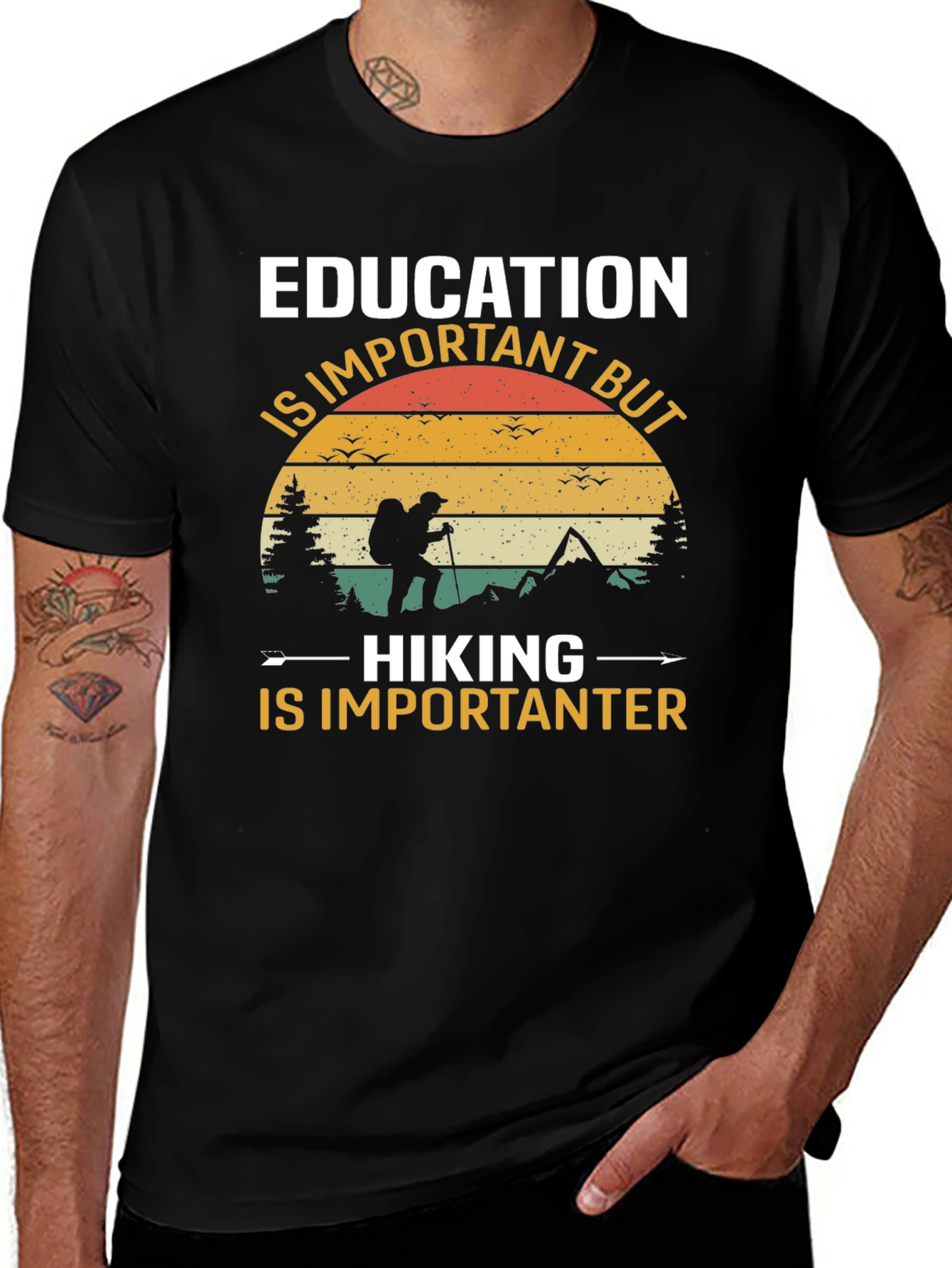 Education vs Hiking Tee