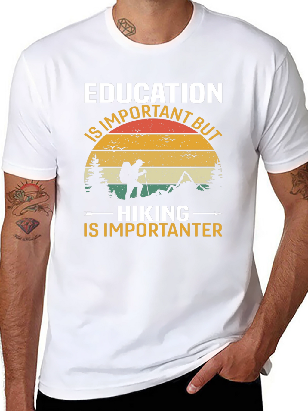Education vs Hiking Tee
