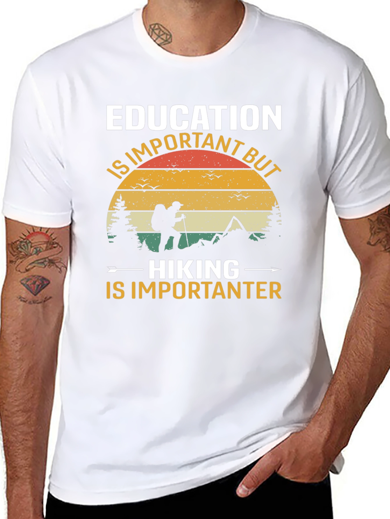 Education vs Hiking Tee
