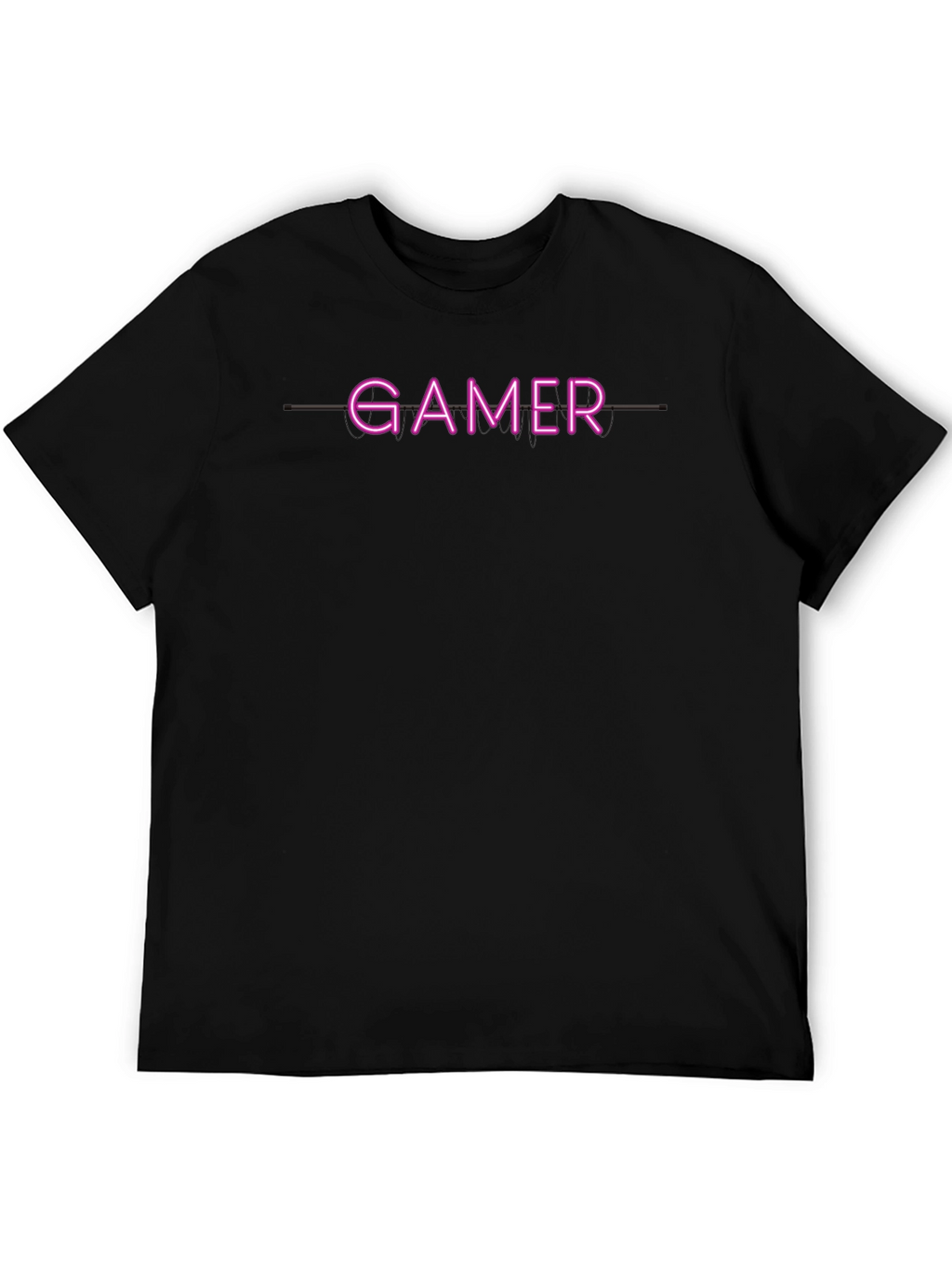 Gamer Neon Style Graphic Print Black T-Shirt